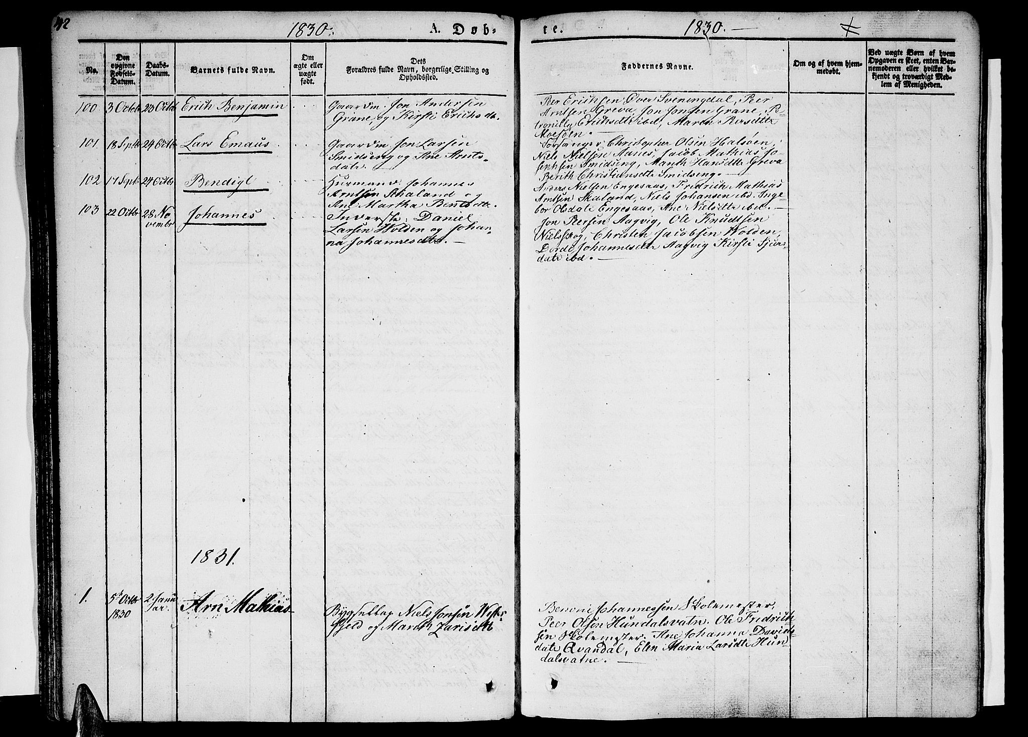 Ministerialprotokoller, klokkerbøker og fødselsregistre - Nordland, AV/SAT-A-1459/820/L0289: Parish register (official) no. 820A10, 1826-1845, p. 42