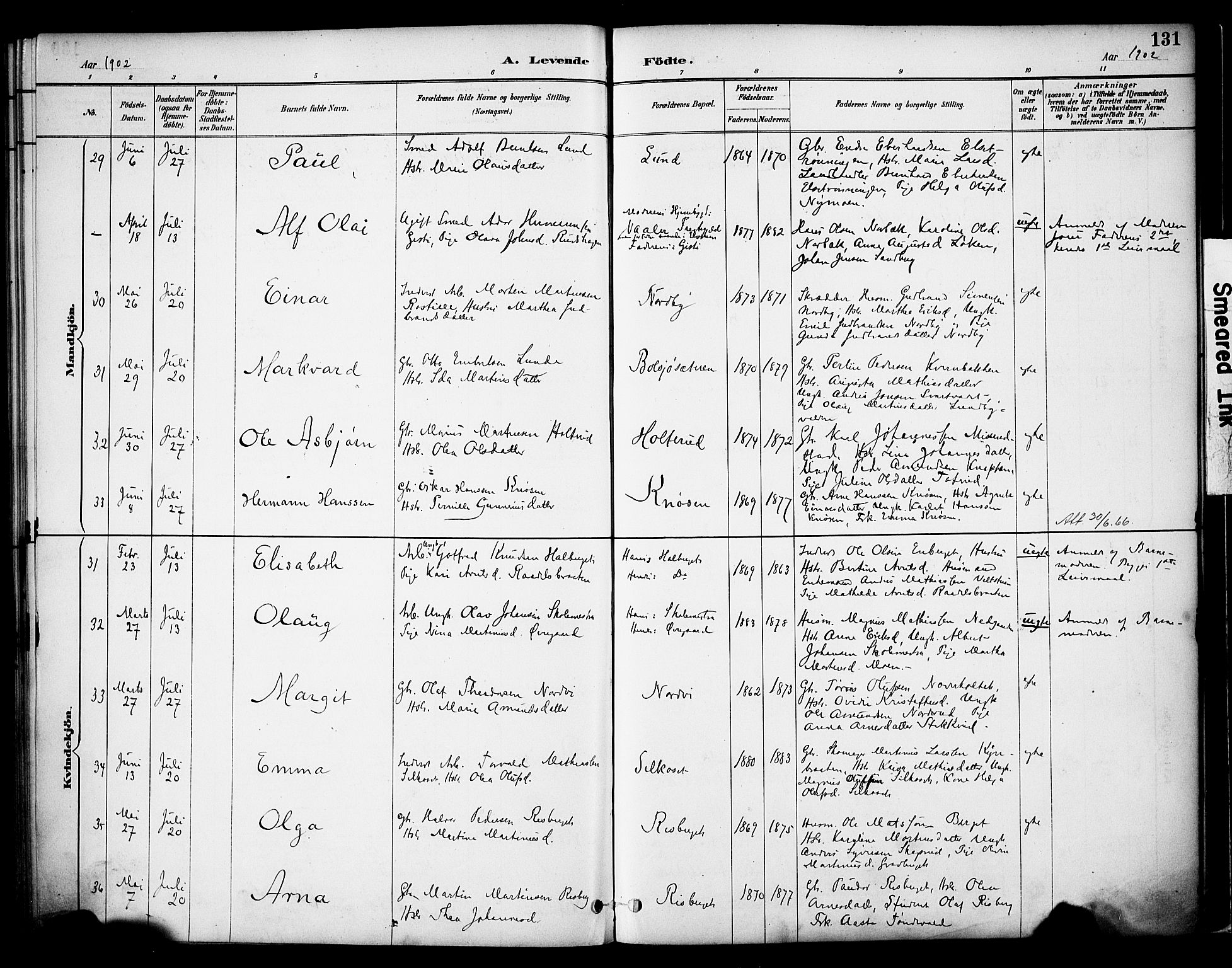 Våler prestekontor, Hedmark, AV/SAH-PREST-040/H/Ha/Haa/L0005: Parish register (official) no. 5, 1887-1905, p. 131