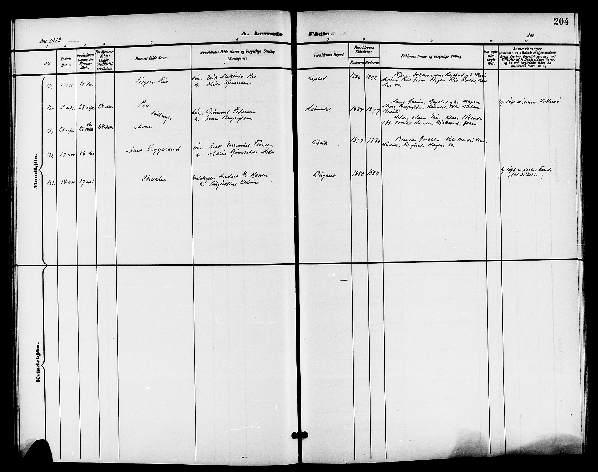 Sandar kirkebøker, AV/SAKO-A-243/G/Ga/L0002: Parish register (copy) no. 2, 1900-1915, p. 204