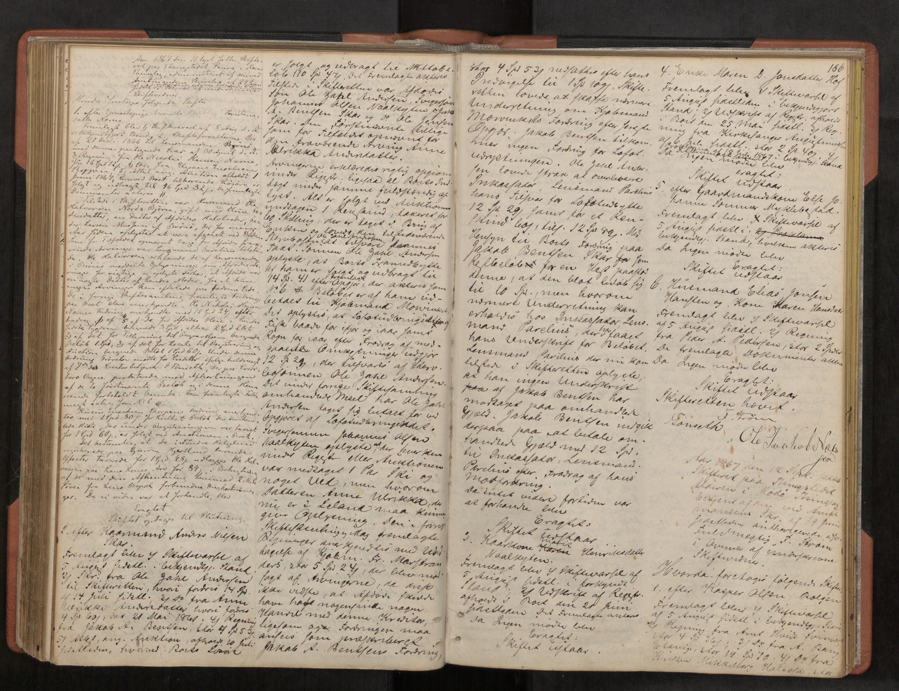 Rana sorenskriveri , AV/SAT-A-1108/1/3/3B/L0001: Skiftebehandlingsprotokoll, 1859-1872, p. 186