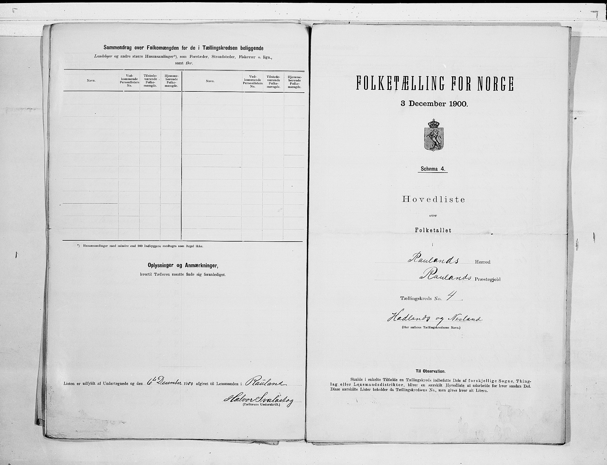SAKO, 1900 census for Rauland, 1900, p. 10
