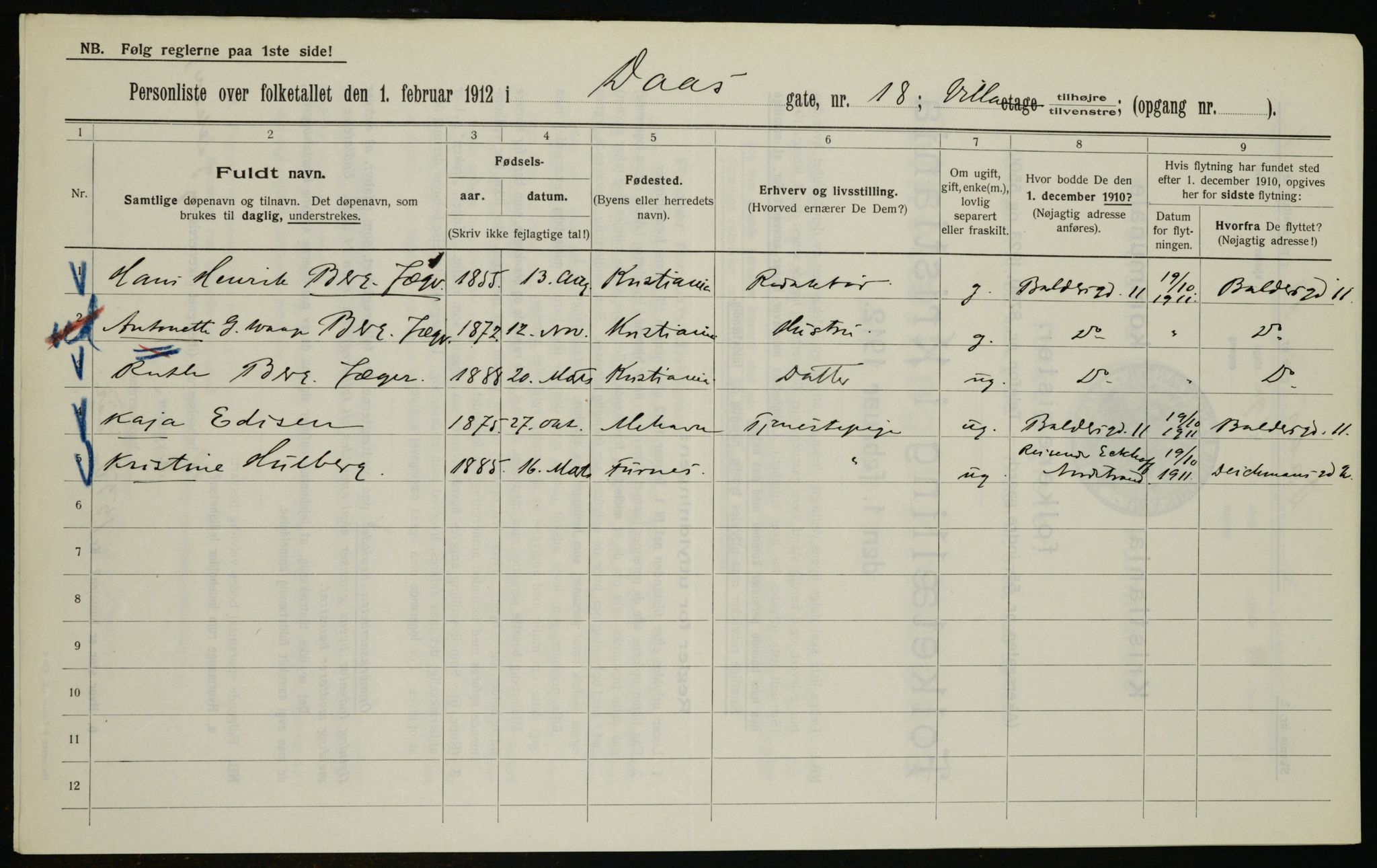 OBA, Municipal Census 1912 for Kristiania, 1912, p. 17959