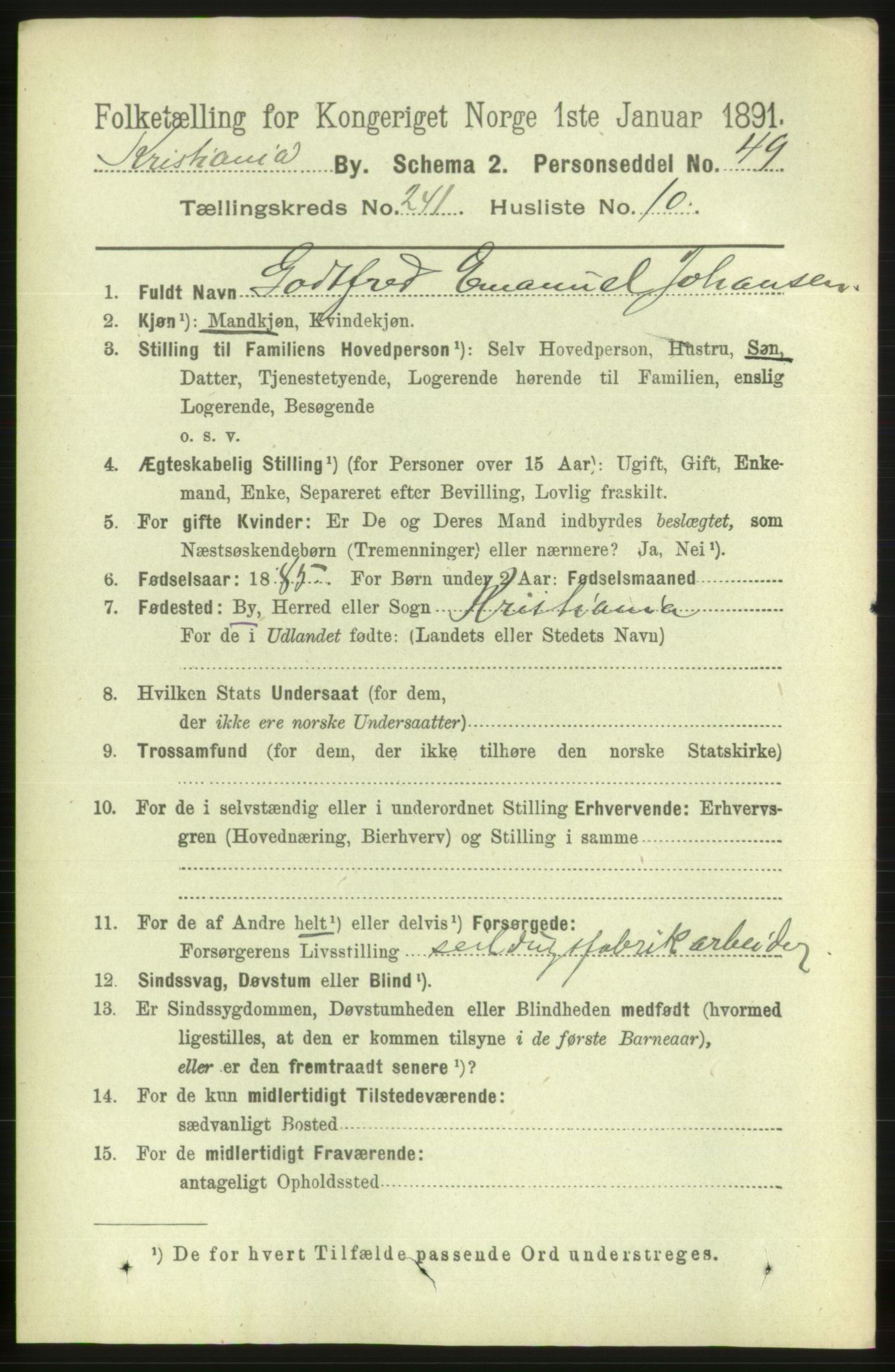 RA, 1891 census for 0301 Kristiania, 1891, p. 146523