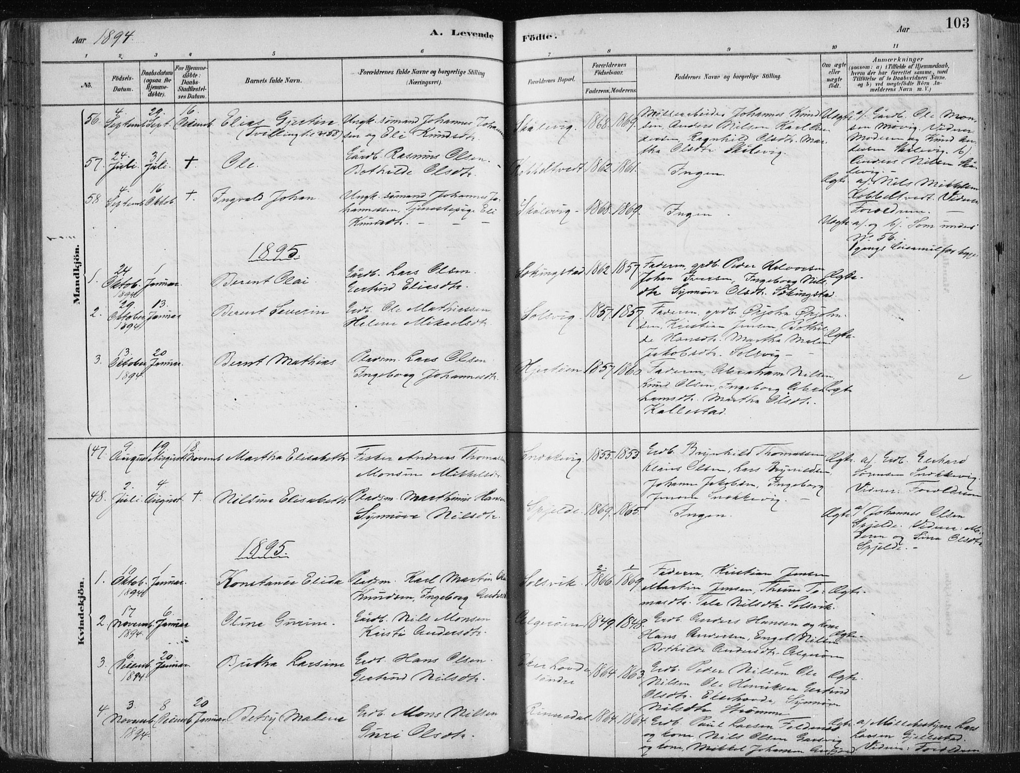 Fjell sokneprestembete, SAB/A-75301/H/Haa: Parish register (official) no. A  8, 1878-1898, p. 103
