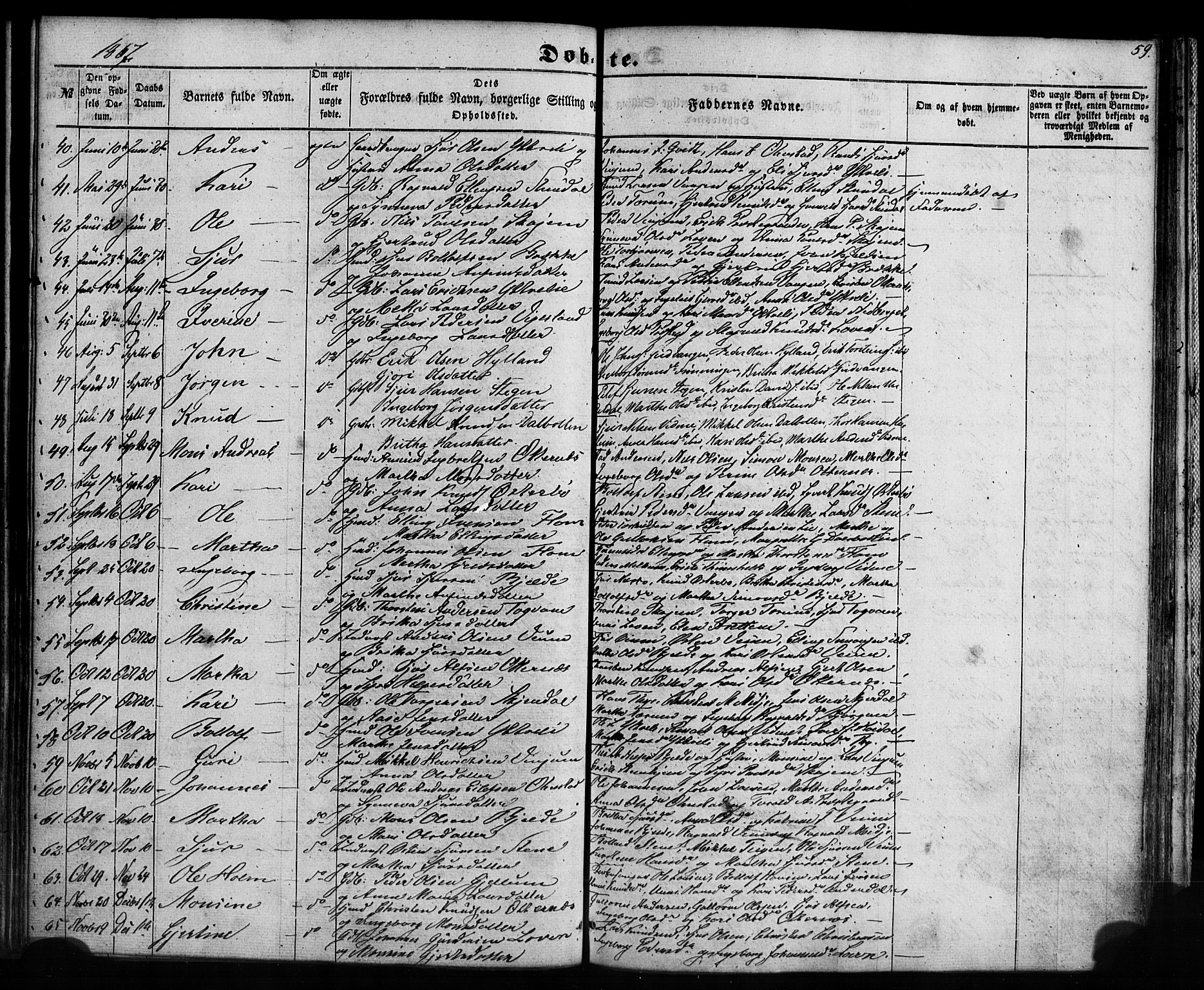 Aurland sokneprestembete, AV/SAB-A-99937/H/Ha/Haa/L0008: Parish register (official) no. A 8, 1853-1879, p. 59