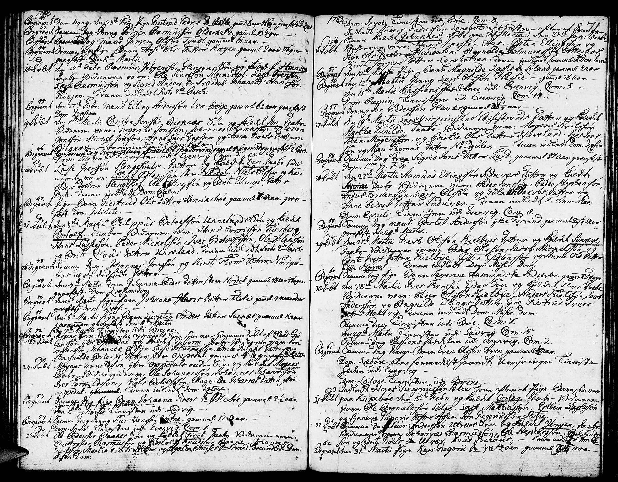 Gulen sokneprestembete, SAB/A-80201/H/Haa/Haaa/L0013: Parish register (official) no. A 13, 1776-1787, p. 71