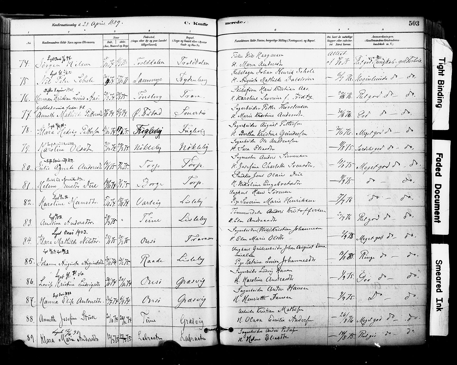 Glemmen prestekontor Kirkebøker, AV/SAO-A-10908/F/Fa/L0011: Parish register (official) no. 11, 1878-1917, p. 503