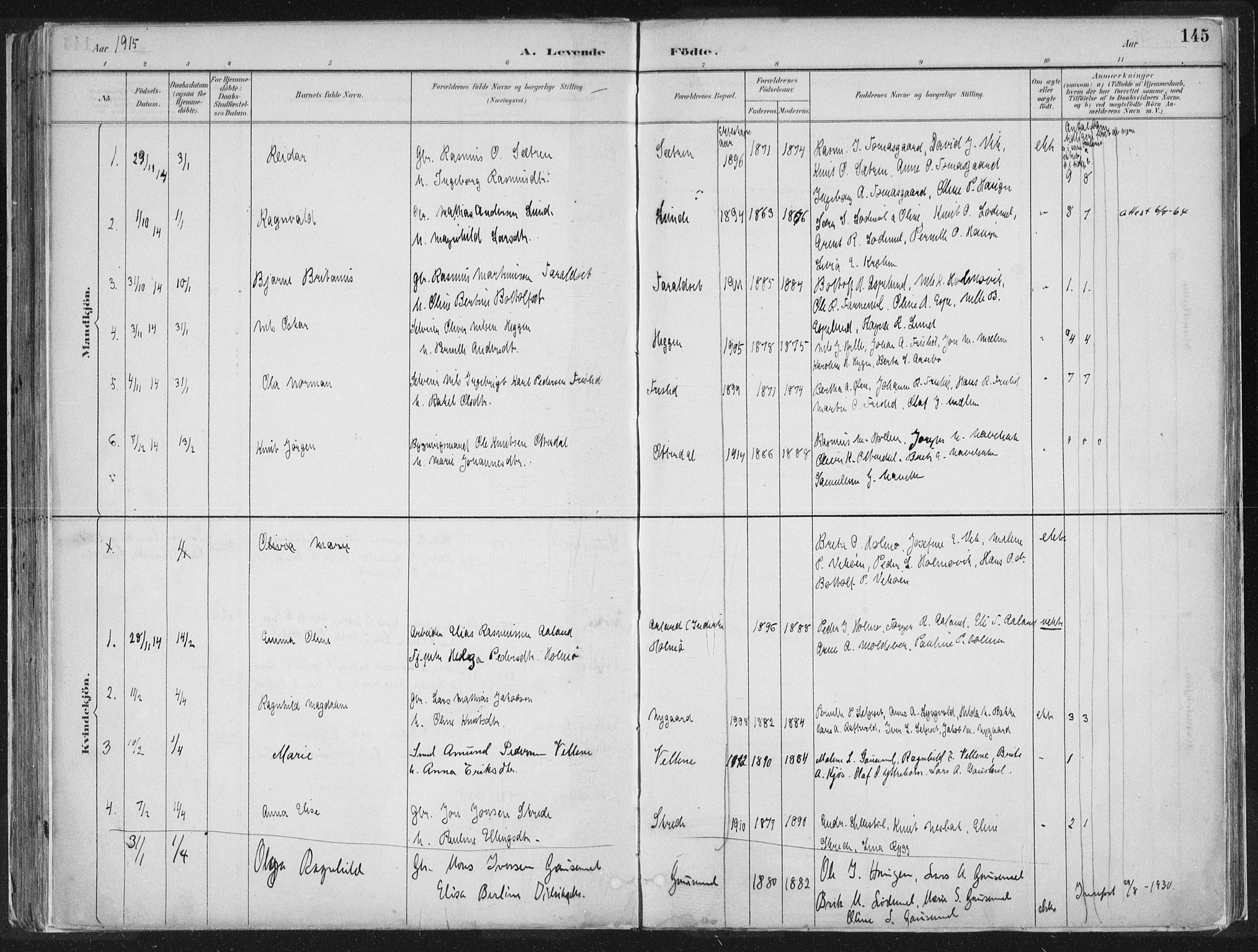 Hornindal sokneprestembete, SAB/A-82401/H/Haa/Haaa/L0003/0001: Parish register (official) no. A 3A, 1887-1917, p. 145