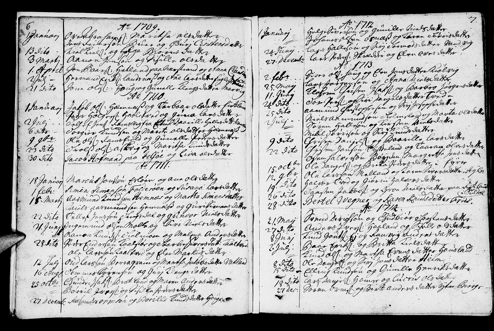 Jelsa sokneprestkontor, SAST/A-101842/01/IV: Parish register (official) no. A 1, 1695-1737, p. 6-7