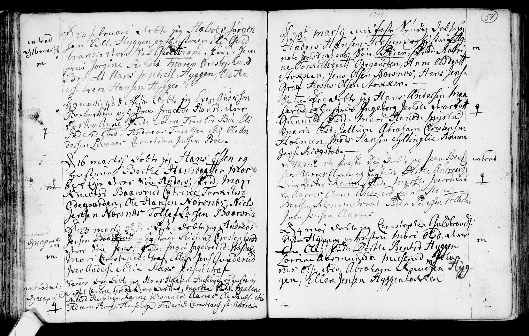 Røyken kirkebøker, SAKO/A-241/F/Fa/L0003: Parish register (official) no. 3, 1782-1813, p. 54
