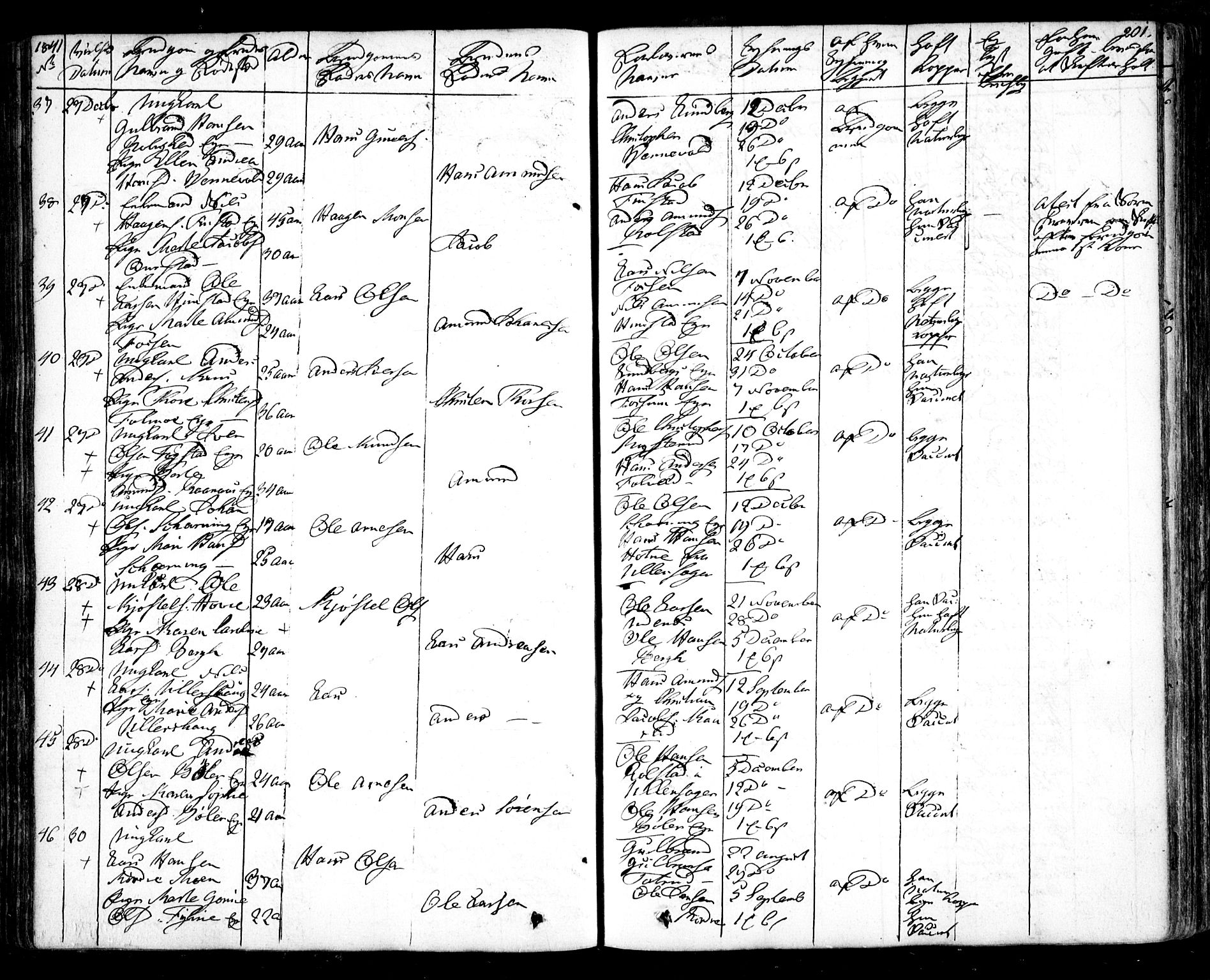 Nes prestekontor Kirkebøker, AV/SAO-A-10410/F/Fa/L0006: Parish register (official) no. I 6, 1833-1845, p. 201