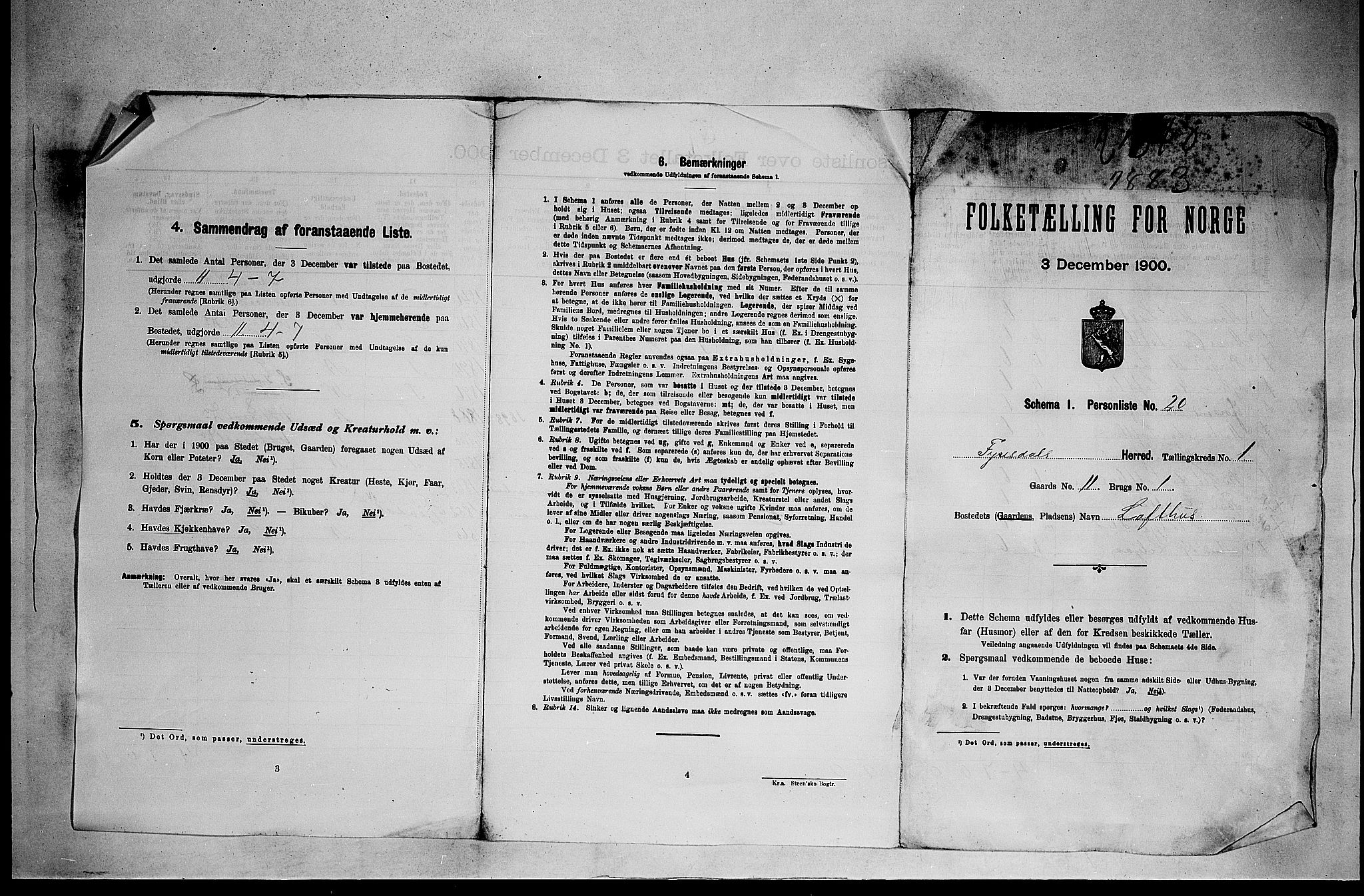 RA, 1900 census for Fyresdal, 1900, p. 29