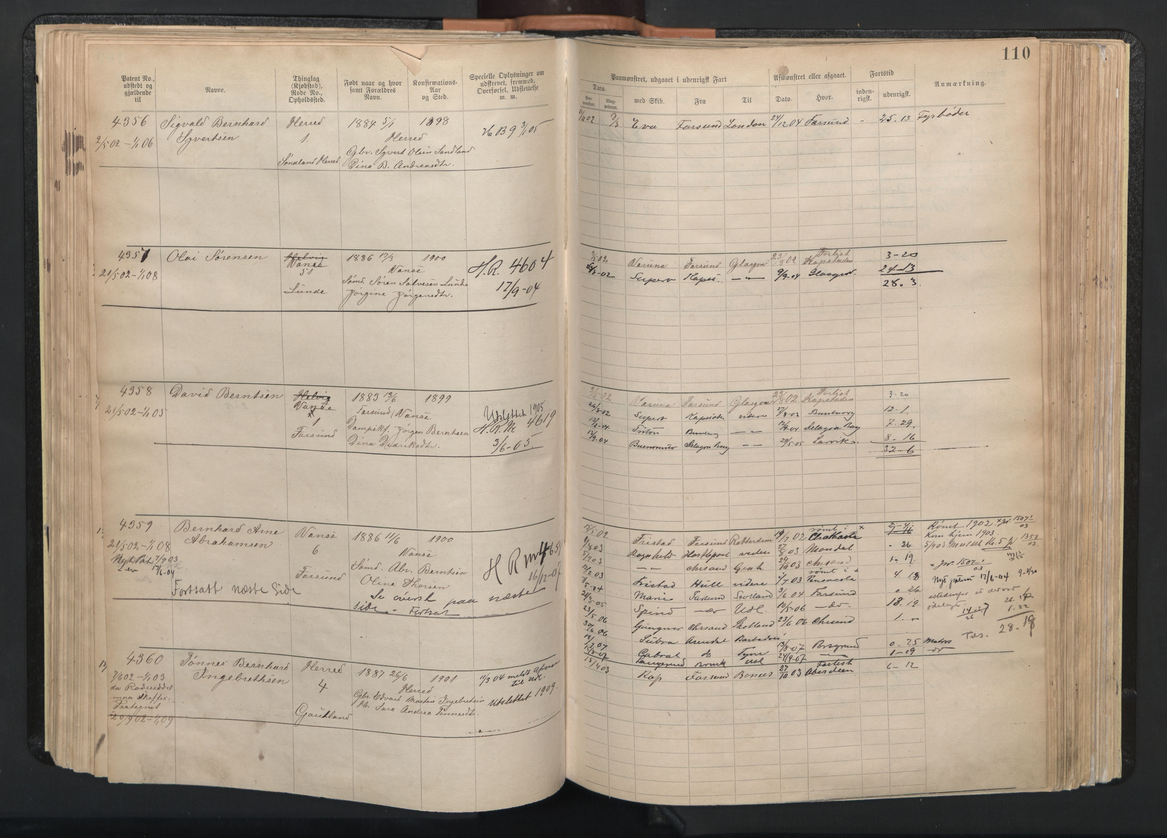 Farsund mønstringskrets, AV/SAK-2031-0017/F/Fa/L0003: Annotasjonsrulle nr 3816-5304 med register, M-3, 1894-1948, p. 141