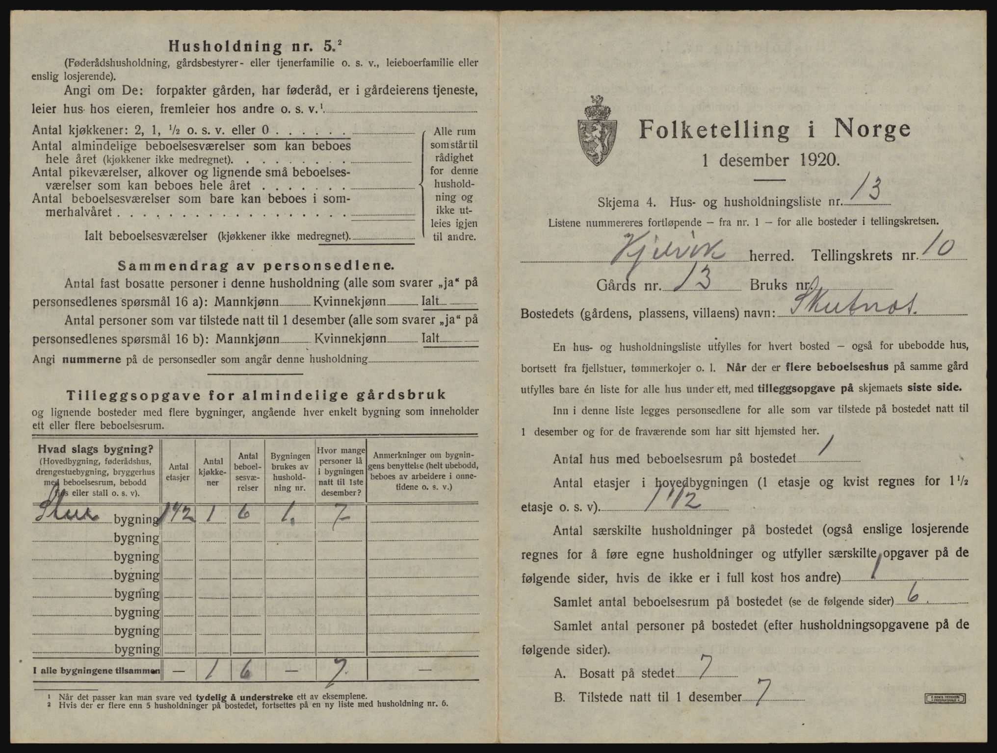 SATØ, 1920 census for Kjelvik, 1920, p. 1134