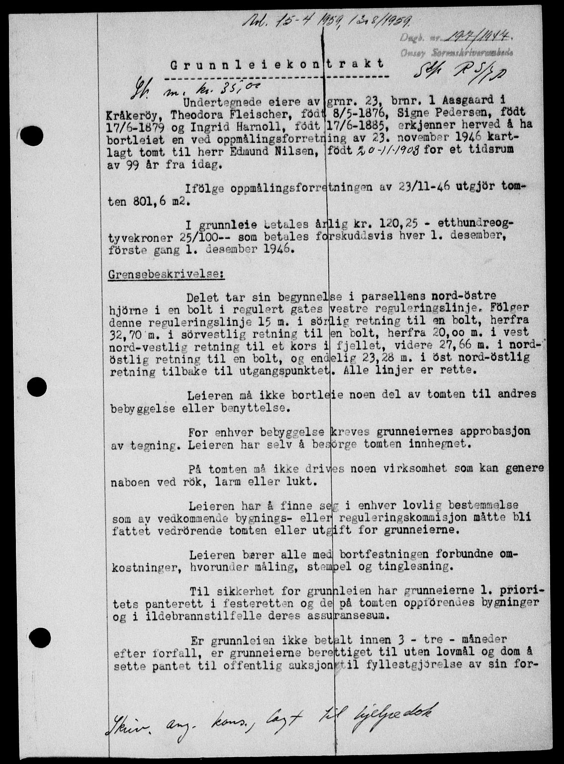 Onsøy sorenskriveri, SAO/A-10474/G/Ga/Gab/L0018: Mortgage book no. II A-18, 1946-1947, Diary no: : 197/1947