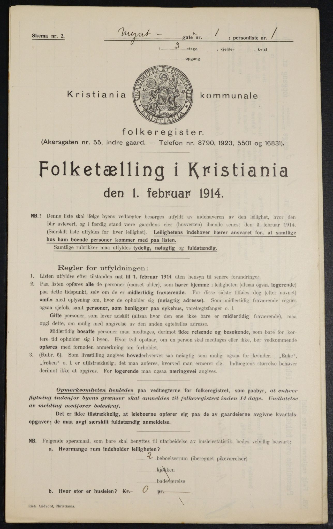 OBA, Municipal Census 1914 for Kristiania, 1914, p. 68314