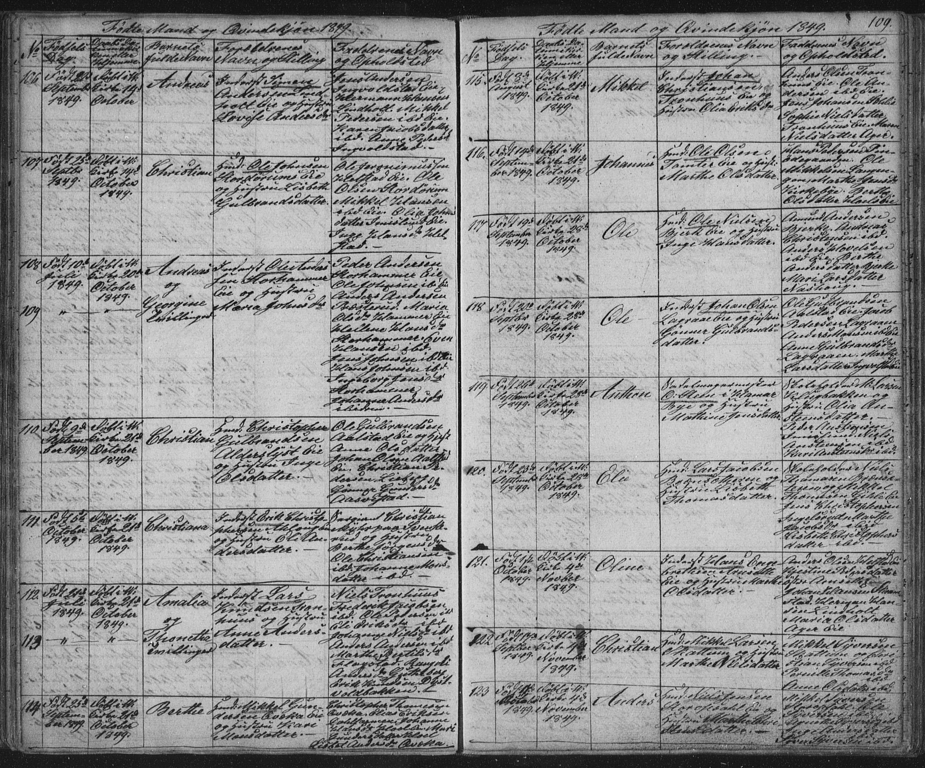 Vang prestekontor, Hedmark, SAH/PREST-008/H/Ha/Hab/L0008: Parish register (copy) no. 8, 1832-1854, p. 109