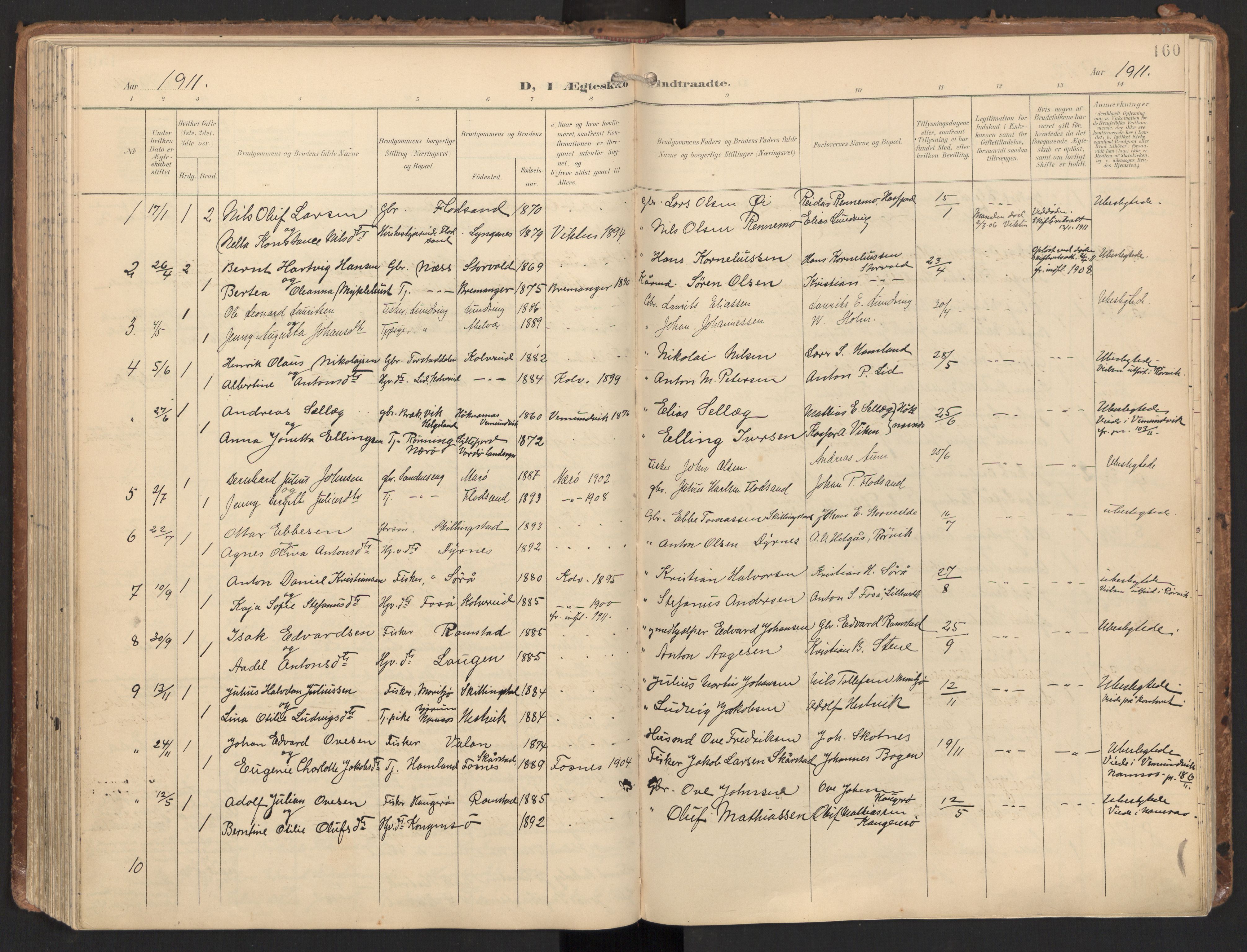 Ministerialprotokoller, klokkerbøker og fødselsregistre - Nord-Trøndelag, SAT/A-1458/784/L0677: Parish register (official) no. 784A12, 1900-1920, p. 160
