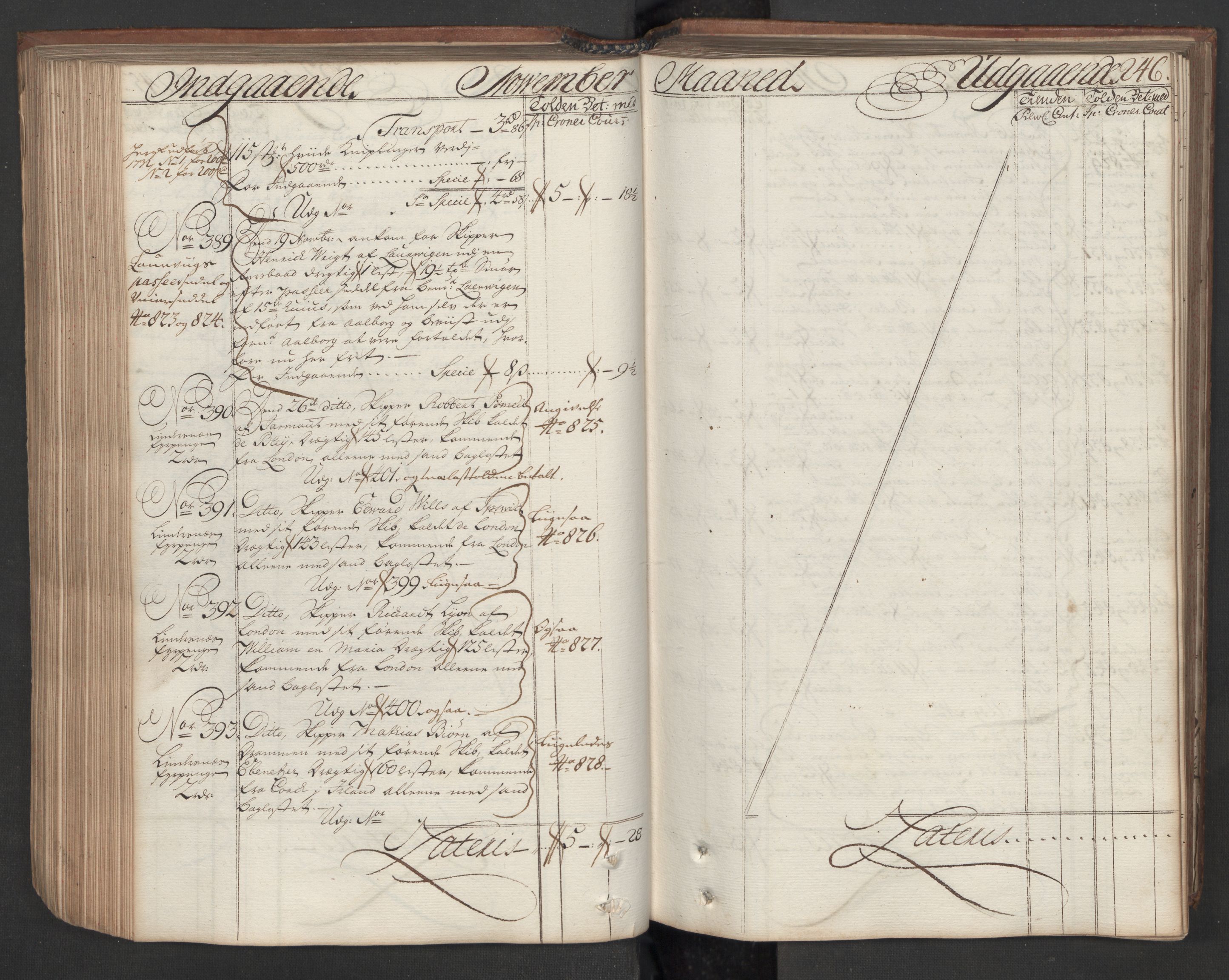 Generaltollkammeret, tollregnskaper, AV/RA-EA-5490/R08/L0009/0001: Tollregnskaper Drammen / Hovedtollbok, 1731, p. 245b-246a