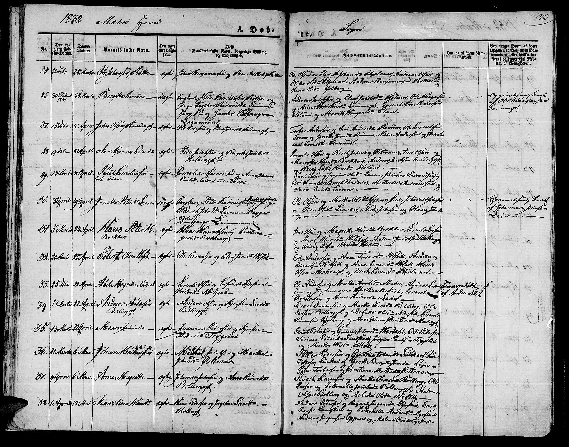 Ministerialprotokoller, klokkerbøker og fødselsregistre - Nord-Trøndelag, SAT/A-1458/735/L0336: Parish register (official) no. 735A05 /1, 1825-1835, p. 32