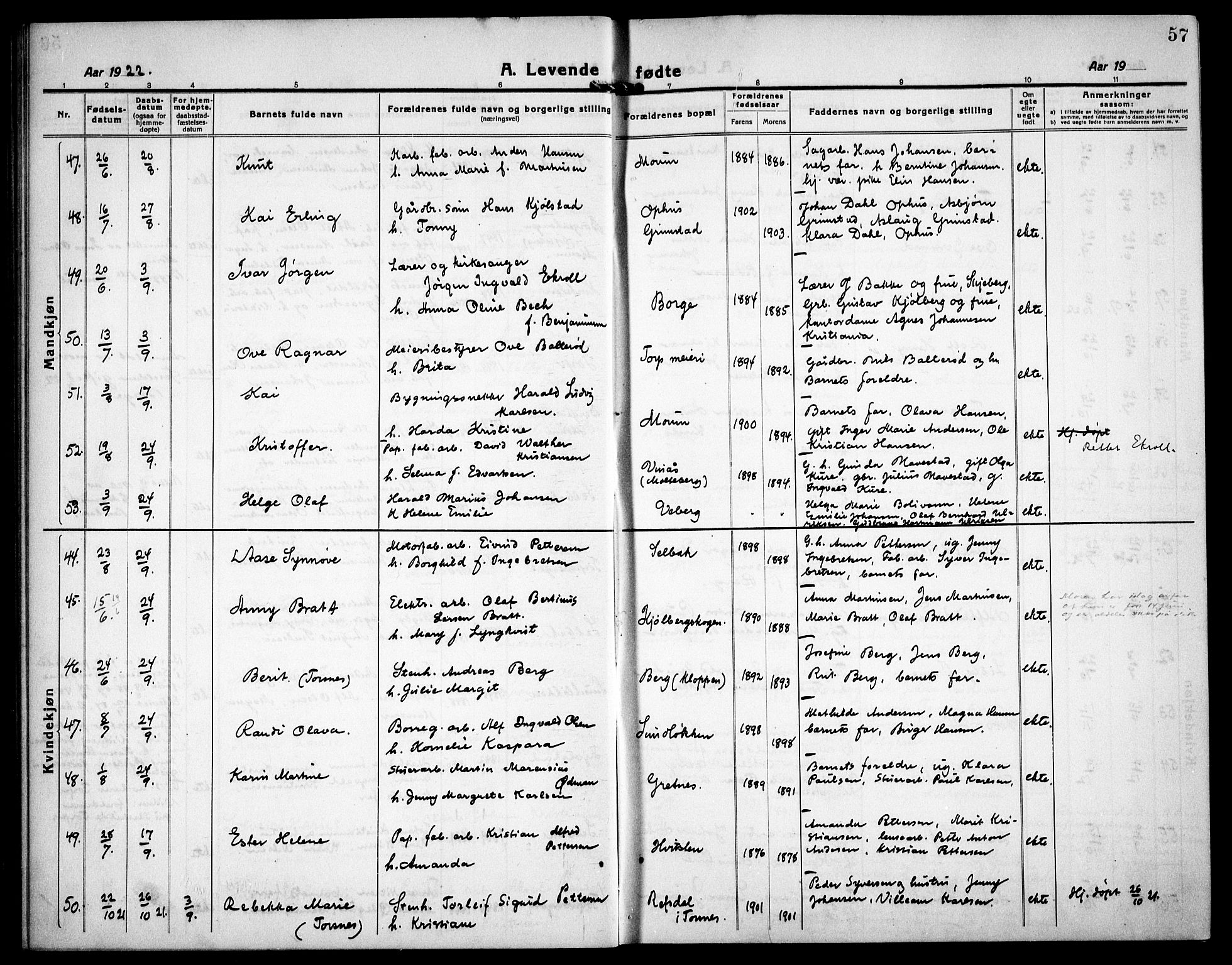 Borge prestekontor Kirkebøker, SAO/A-10903/G/Ga/L0003: Parish register (copy) no. I 3, 1918-1939, p. 57