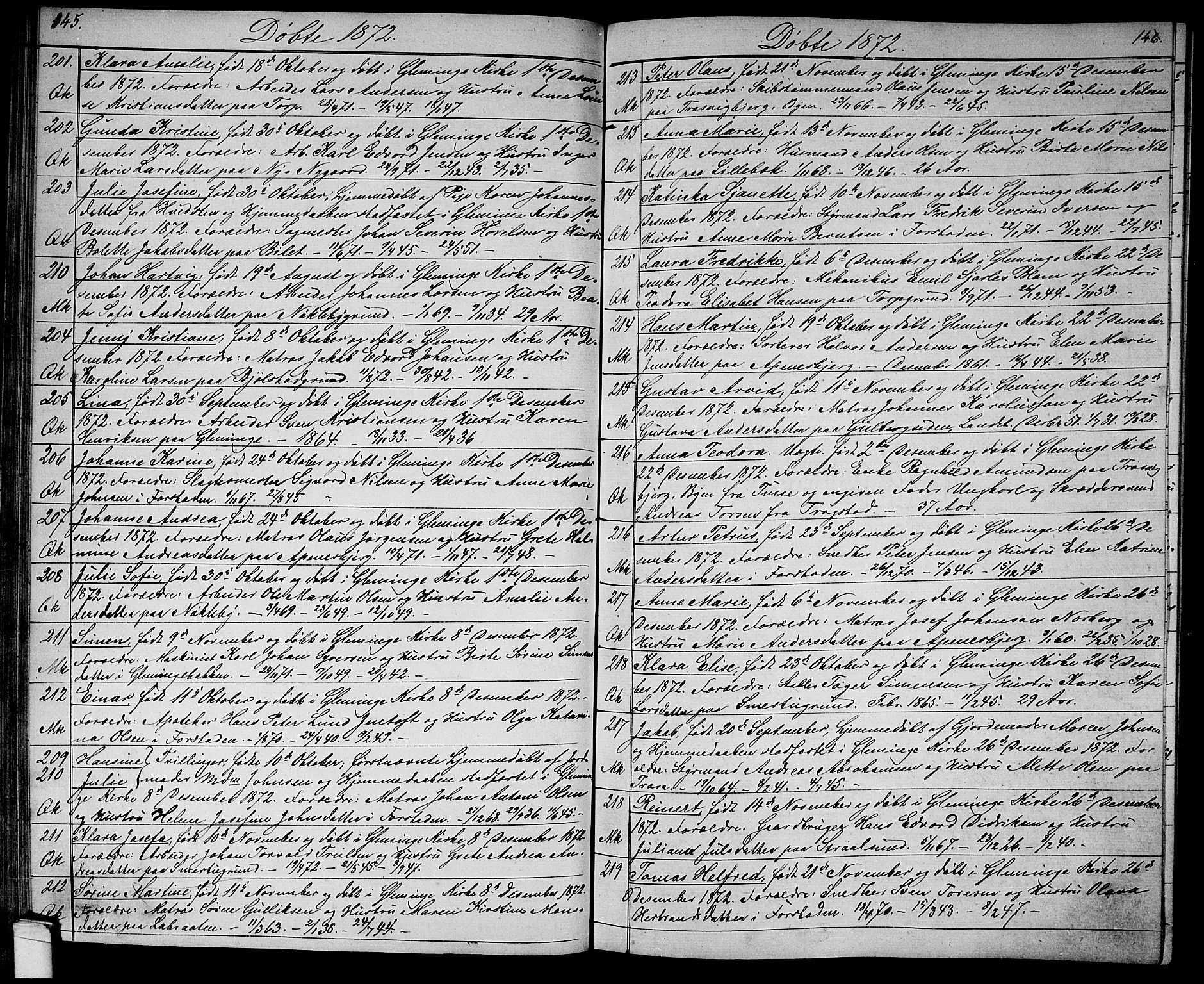 Glemmen prestekontor Kirkebøker, SAO/A-10908/G/Ga/L0004: Parish register (copy) no. 4, 1867-1875, p. 145-146