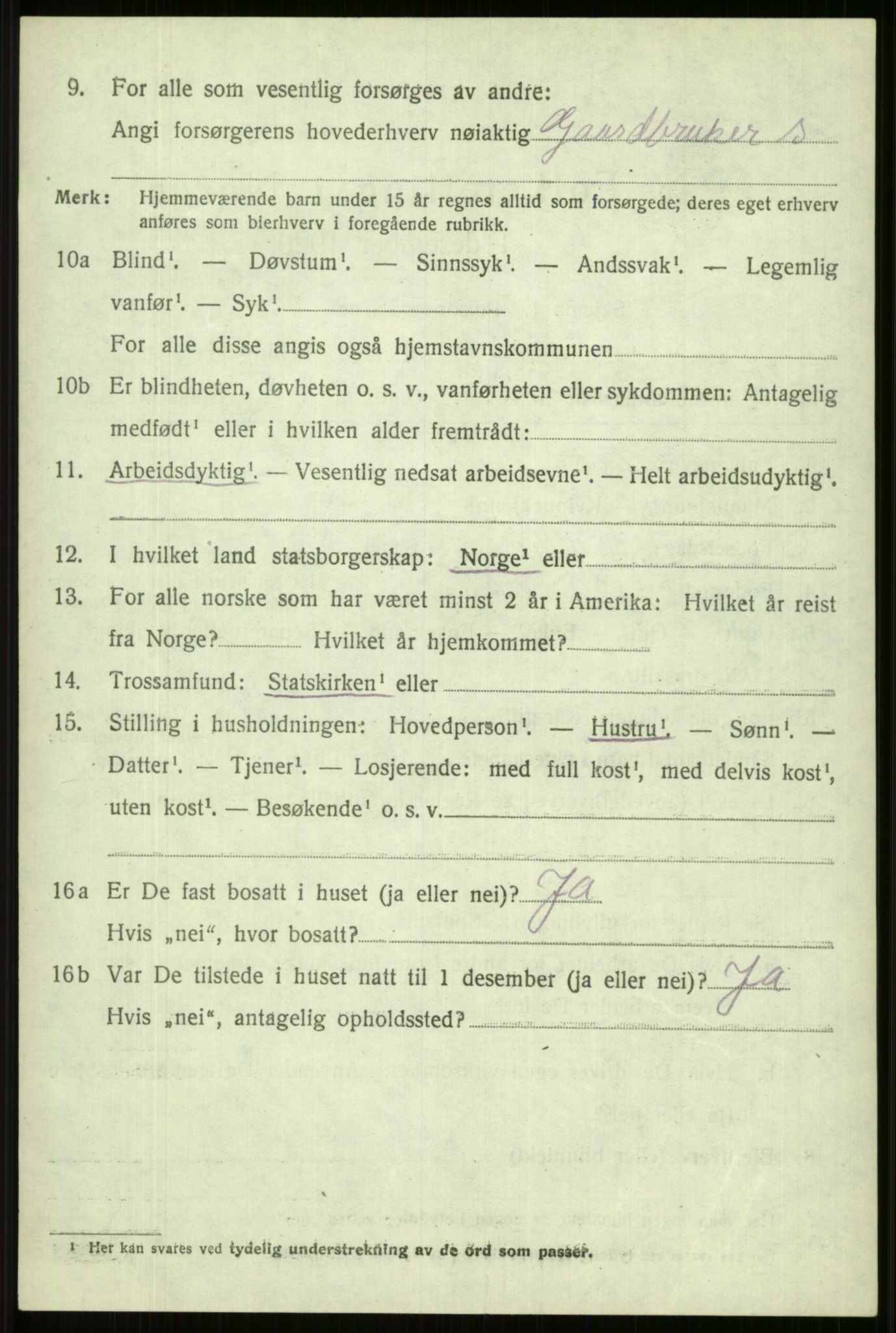 SAB, 1920 census for Vossestrand, 1920, p. 4097