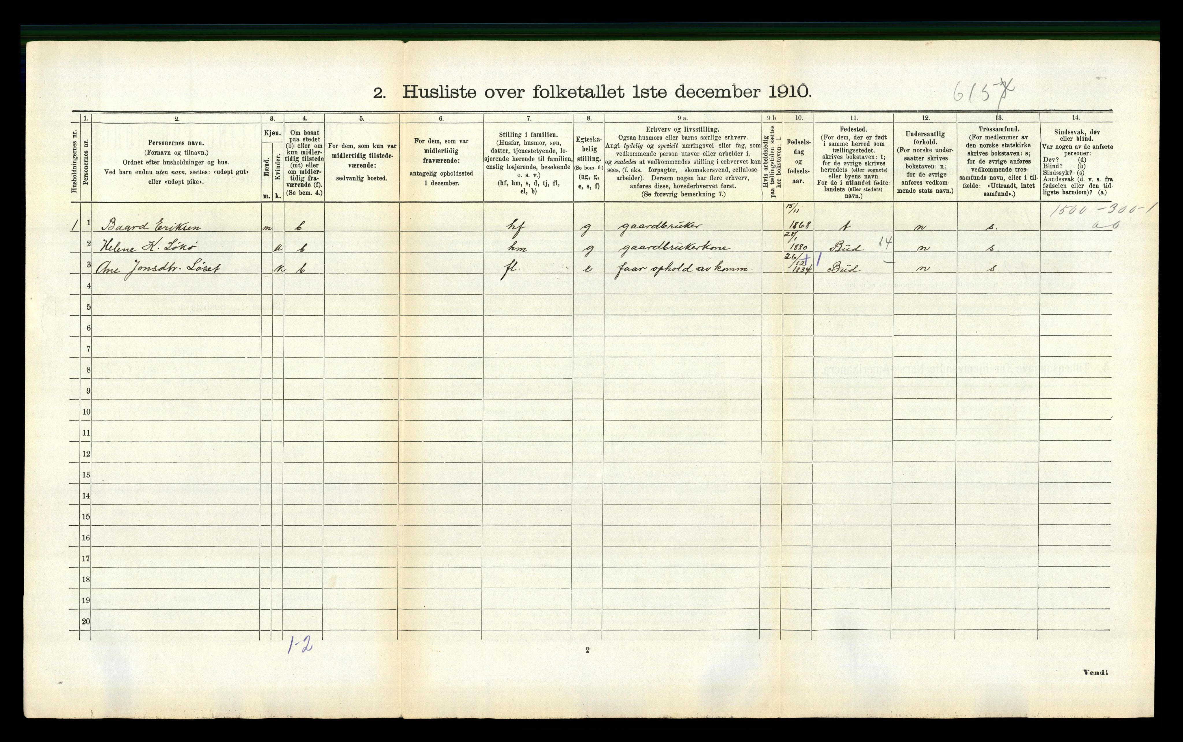 RA, 1910 census for Fræna, 1910, p. 299