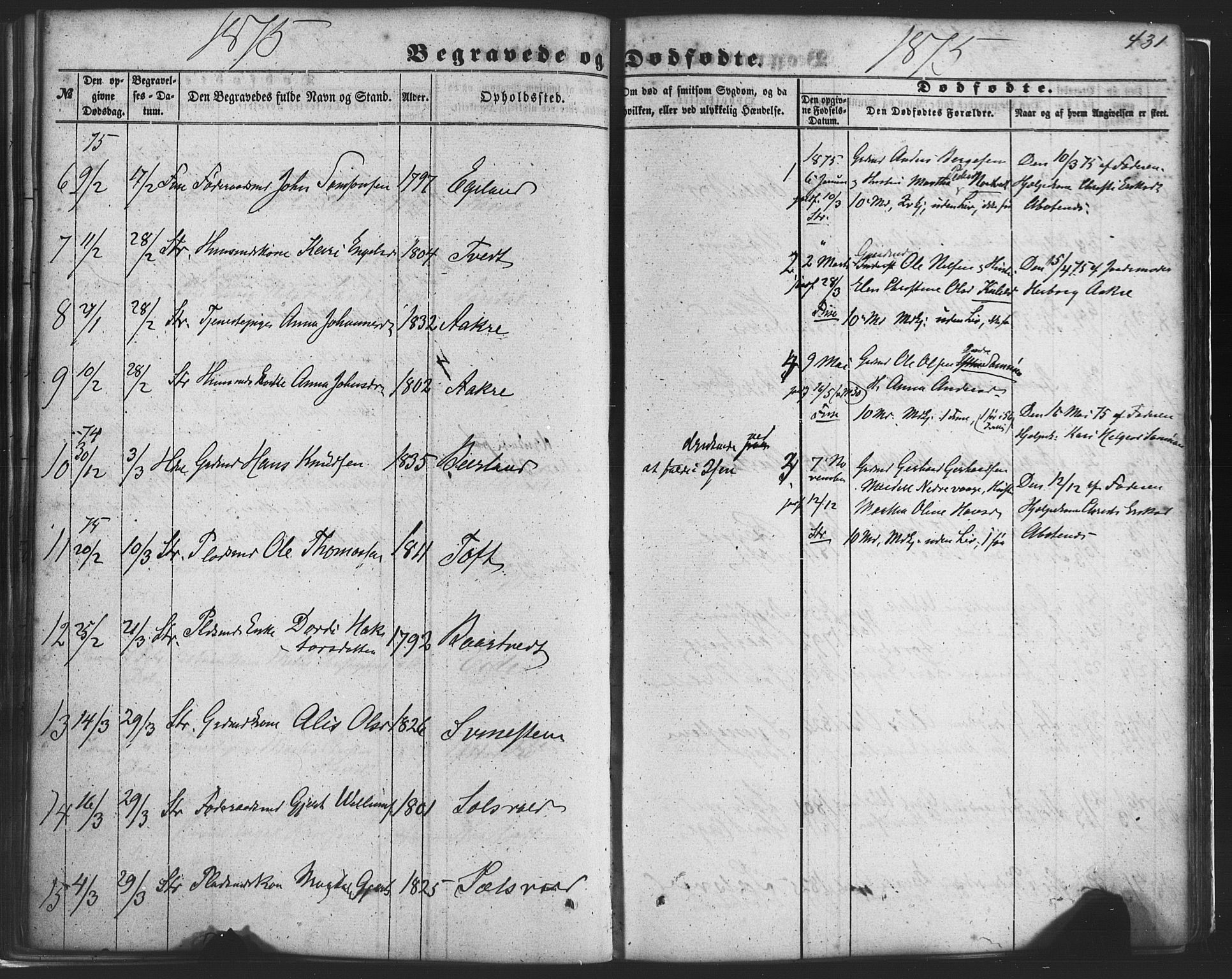 Fusa sokneprestembete, SAB/A-75401/H/Haa: Parish register (official) no. A 1II, 1855-1879, p. 431