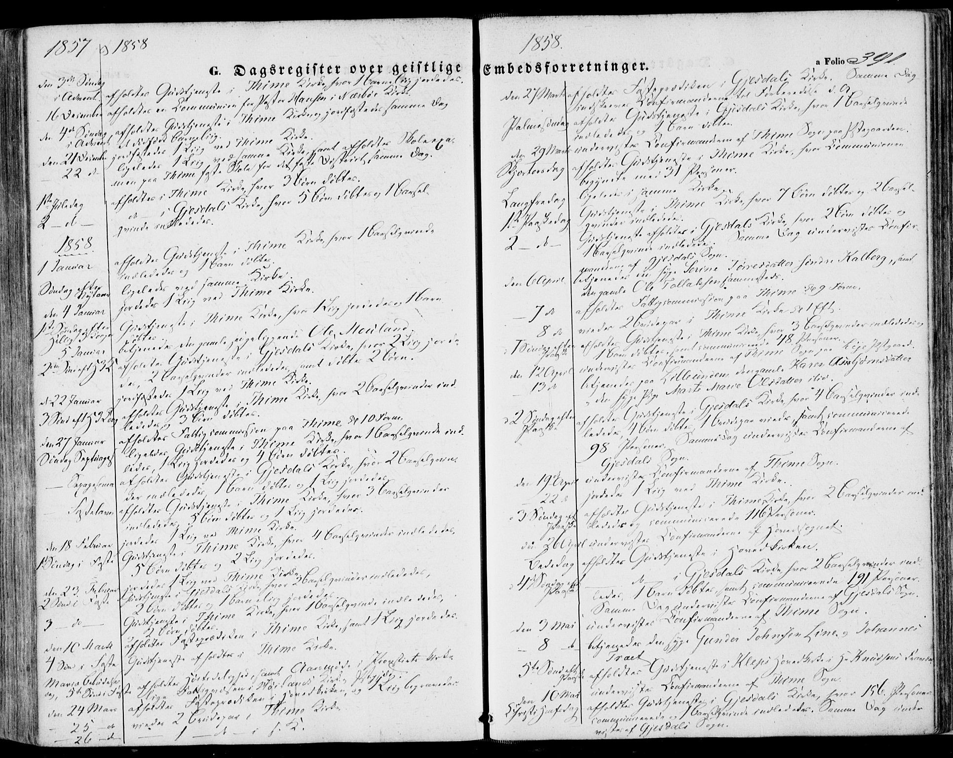 Lye sokneprestkontor, SAST/A-101794/001/30BA/L0007: Parish register (official) no. A 6, 1856-1871, p. 391