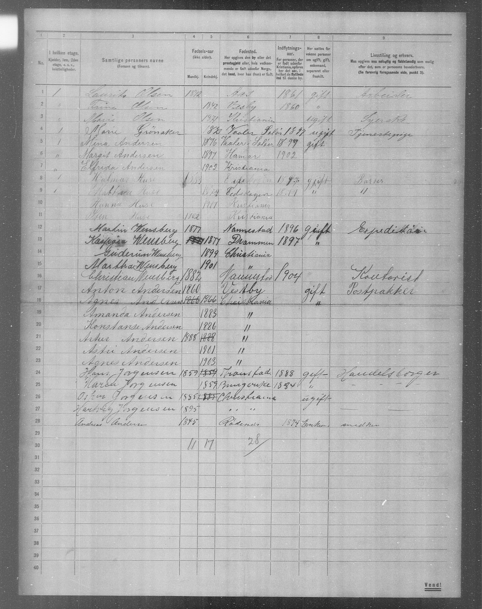 OBA, Municipal Census 1904 for Kristiania, 1904, p. 13182