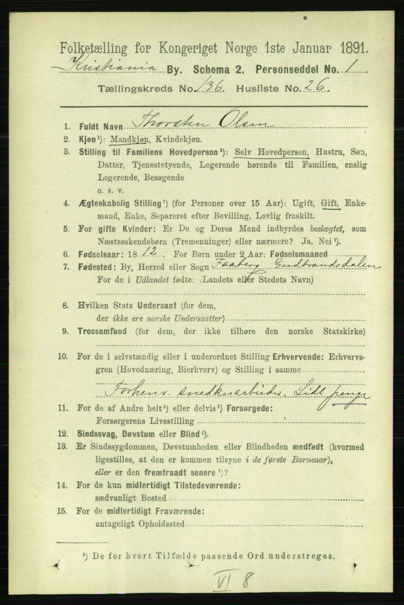 RA, 1891 census for 0301 Kristiania, 1891, p. 76003