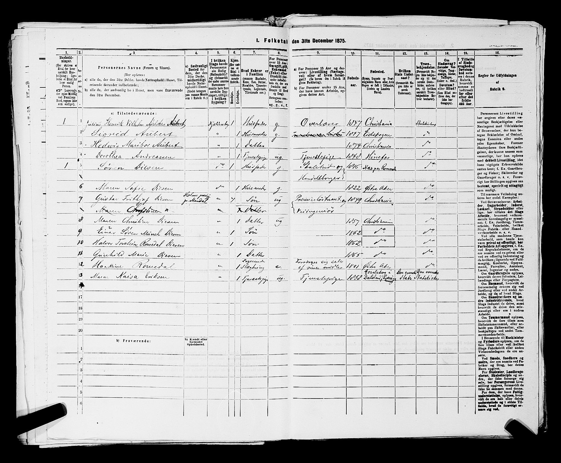 RA, 1875 census for 0301 Kristiania, 1875, p. 8978