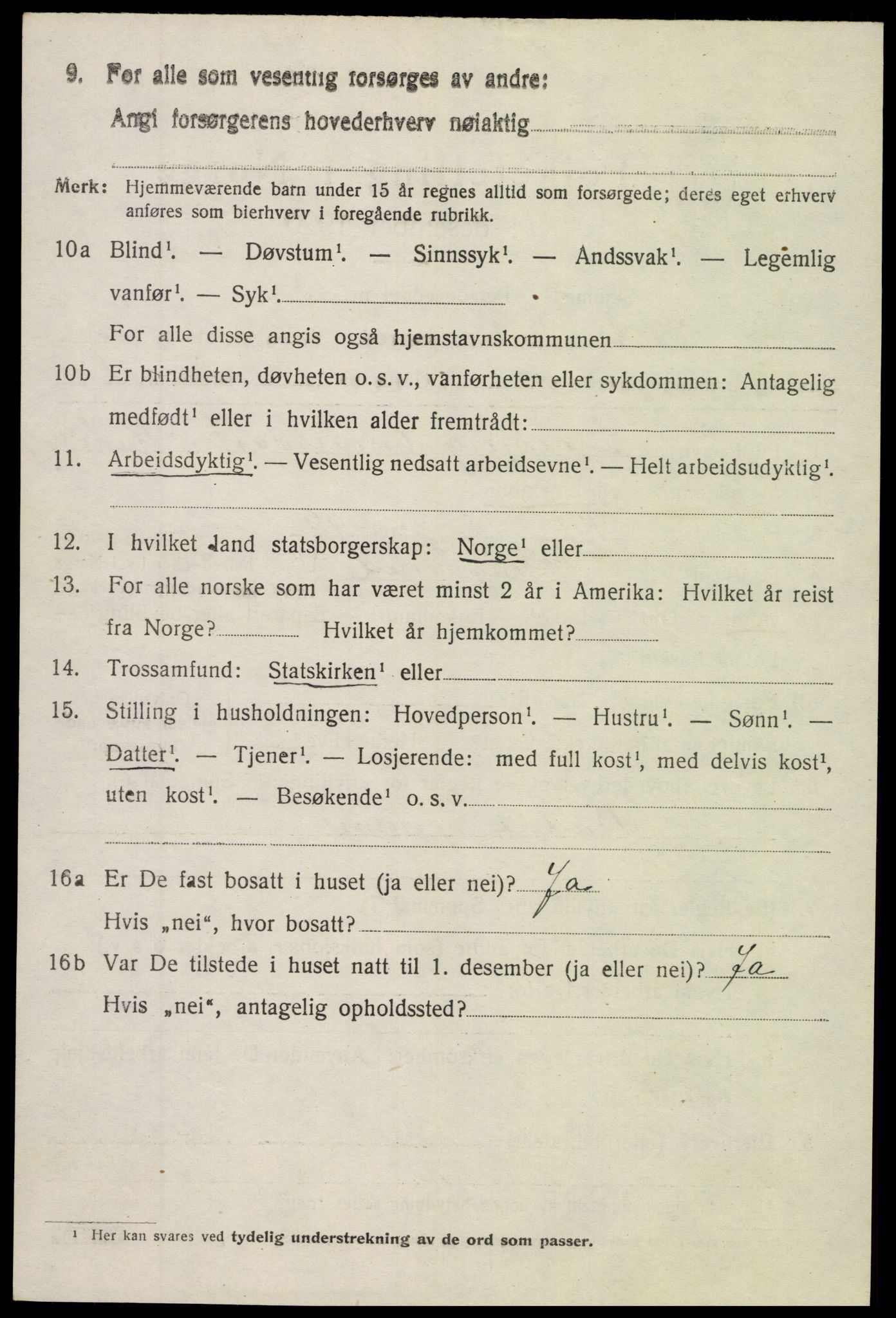 SAH, 1920 census for Vestre Slidre, 1920, p. 1557