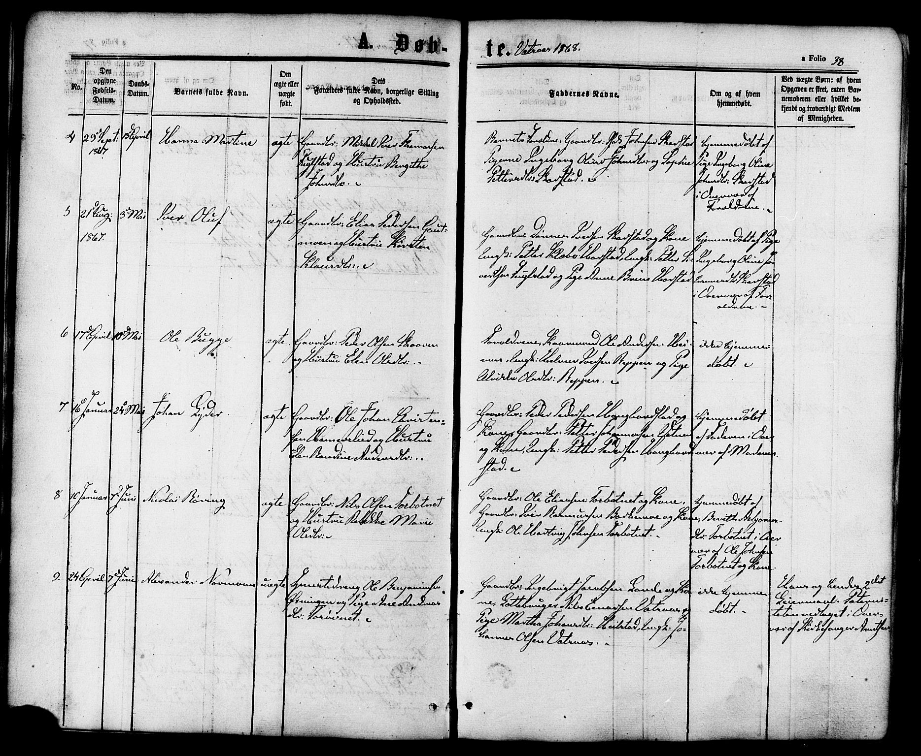 Ministerialprotokoller, klokkerbøker og fødselsregistre - Nordland, AV/SAT-A-1459/810/L0146: Parish register (official) no. 810A08 /1, 1862-1874, p. 38