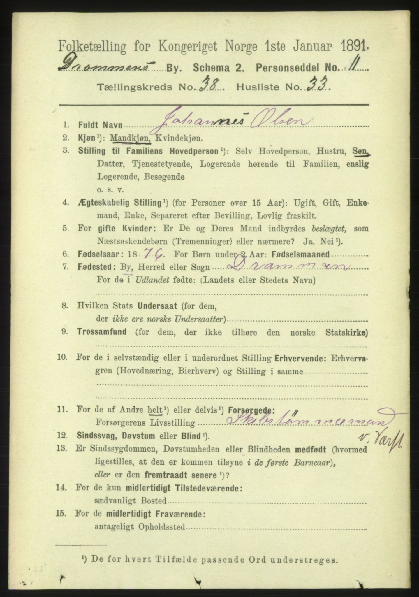 RA, 1891 census for 0602 Drammen, 1891, p. 23294