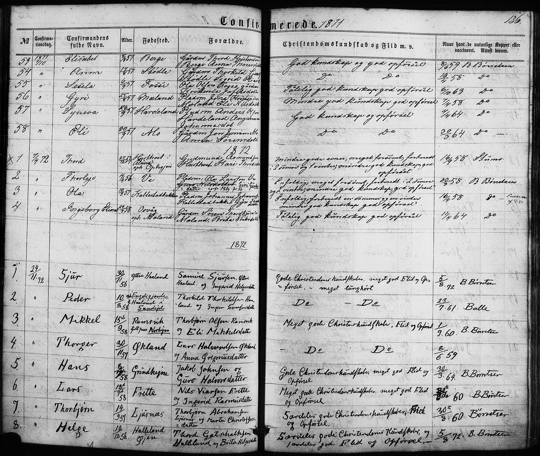 Etne sokneprestembete, SAB/A-75001/H/Haa: Parish register (official) no. A 9, 1862-1878, p. 136