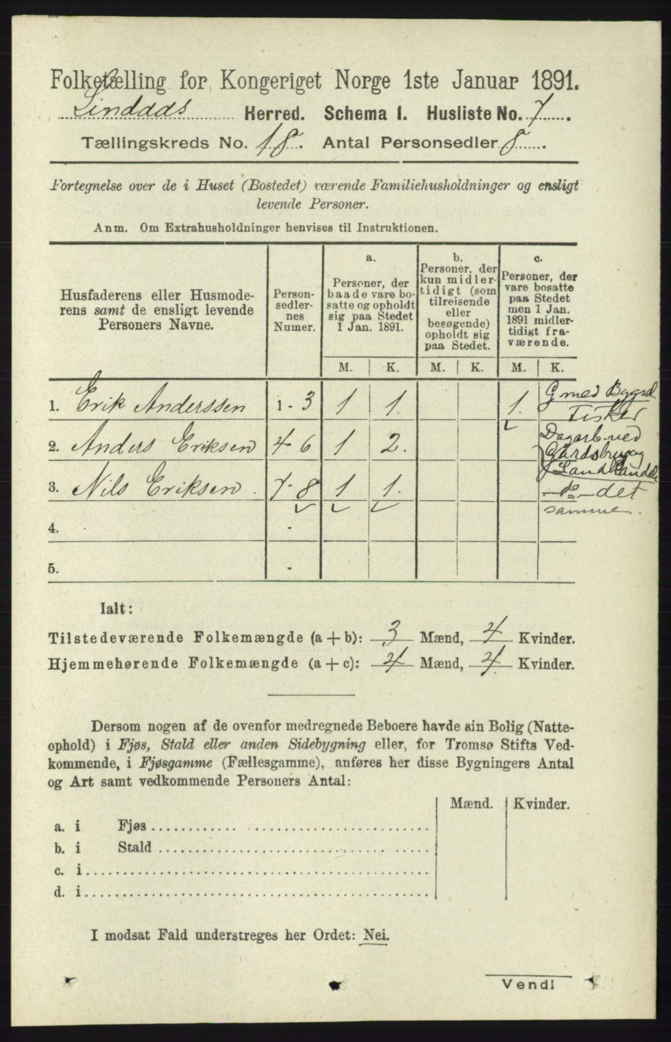 RA, 1891 census for 1263 Lindås, 1891, p. 6470