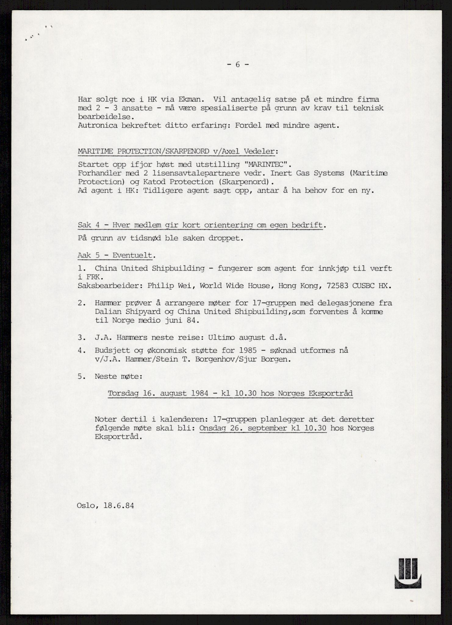 "17-Gruppen Kina", AV/RA-PA-1688/A/L0001: Møtereferater, 1979-1986, p. 123