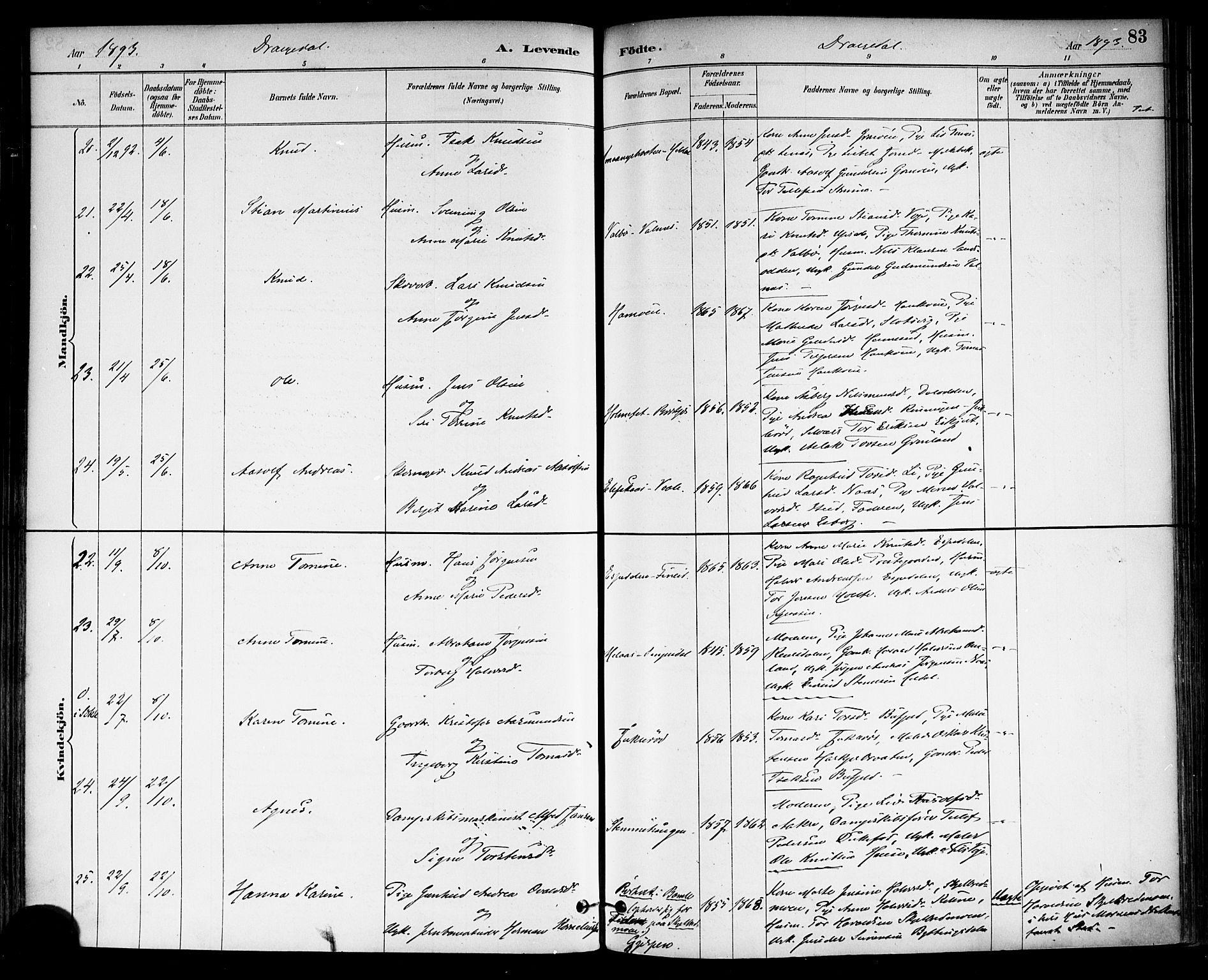 Drangedal kirkebøker, AV/SAKO-A-258/F/Fa/L0010: Parish register (official) no. 10 /1, 1885-1894, p. 83