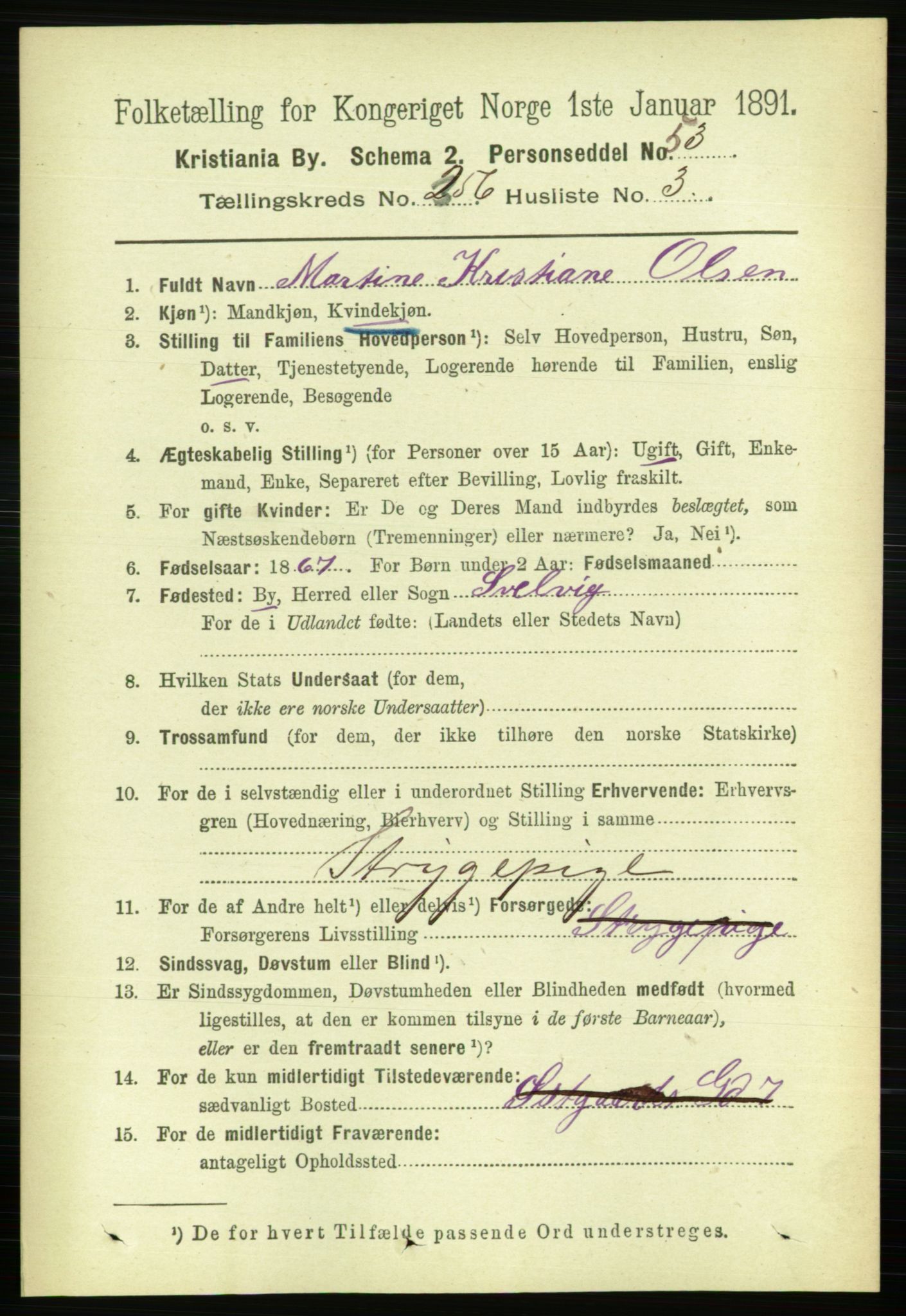 RA, 1891 census for 0301 Kristiania, 1891, p. 155828