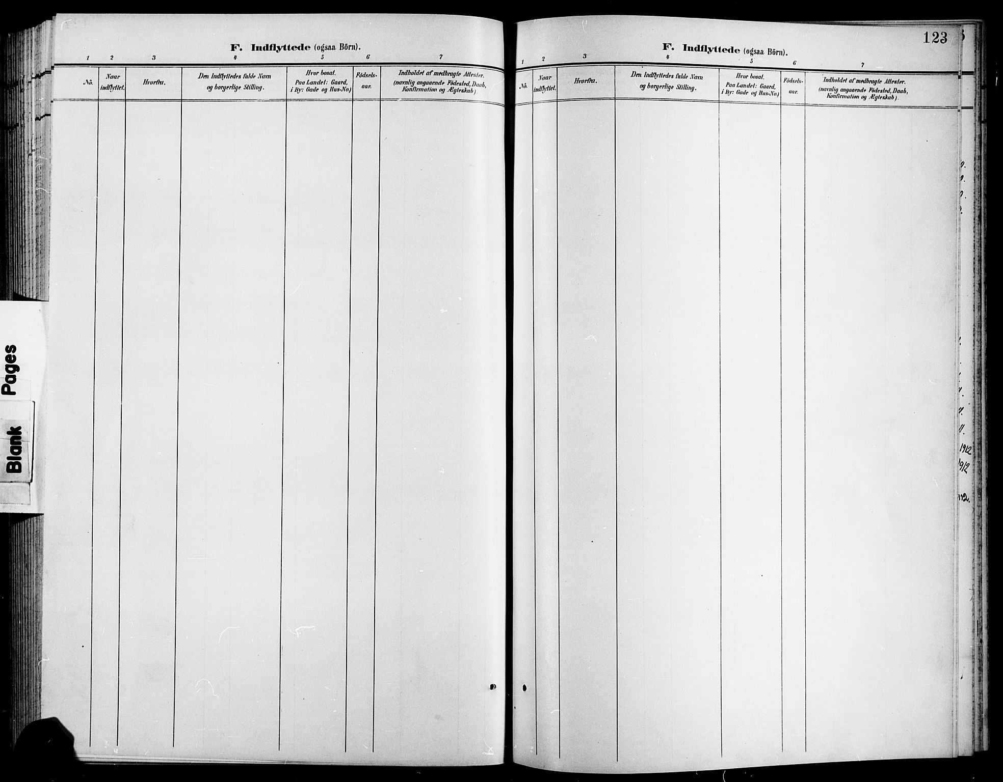 Nord-Audnedal sokneprestkontor, AV/SAK-1111-0032/F/Fb/Fbb/L0004: Parish register (copy) no. B 4, 1901-1917, p. 123