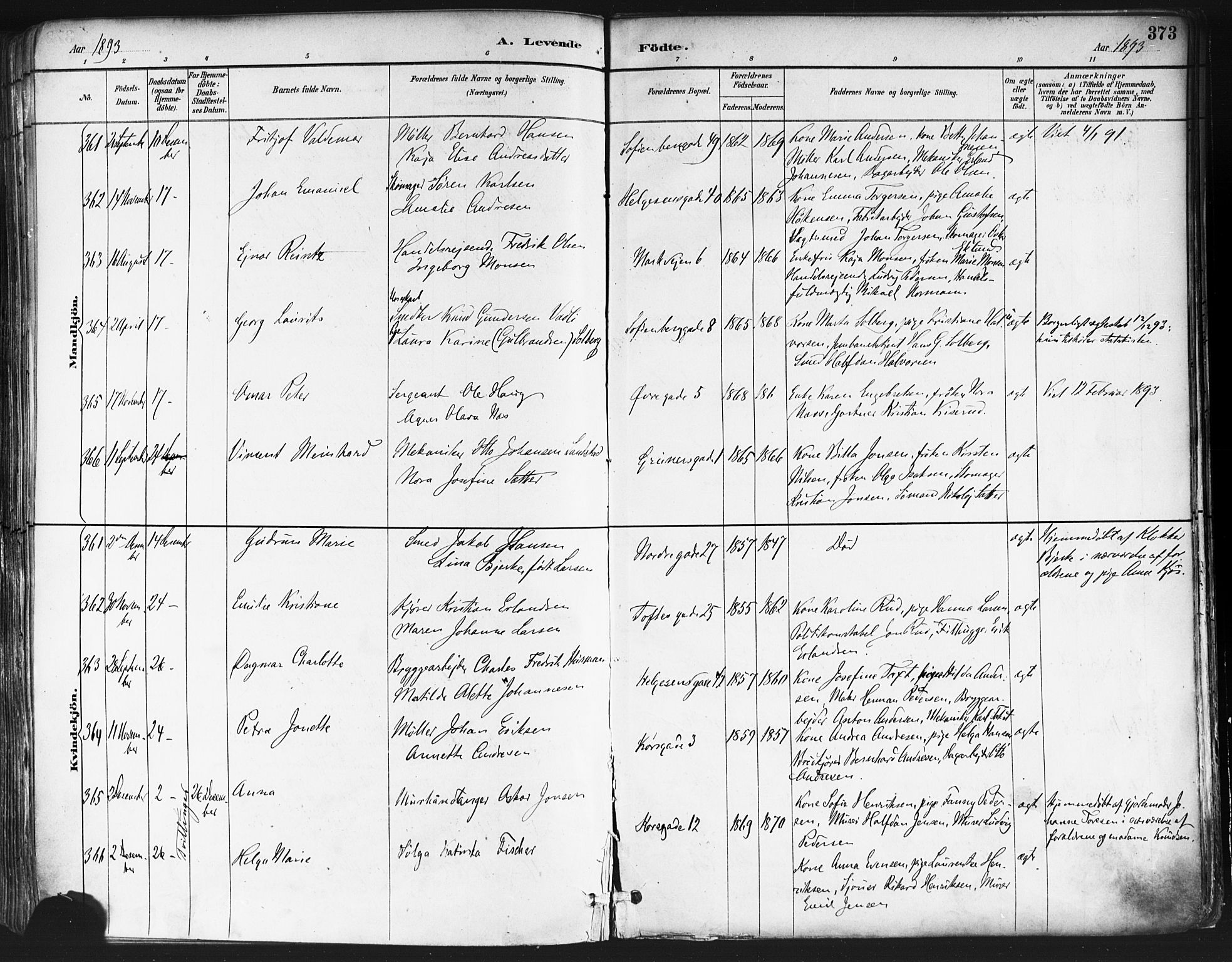 Paulus prestekontor Kirkebøker, AV/SAO-A-10871/F/Fa/L0013: Parish register (official) no. 13, 1887-1894, p. 373