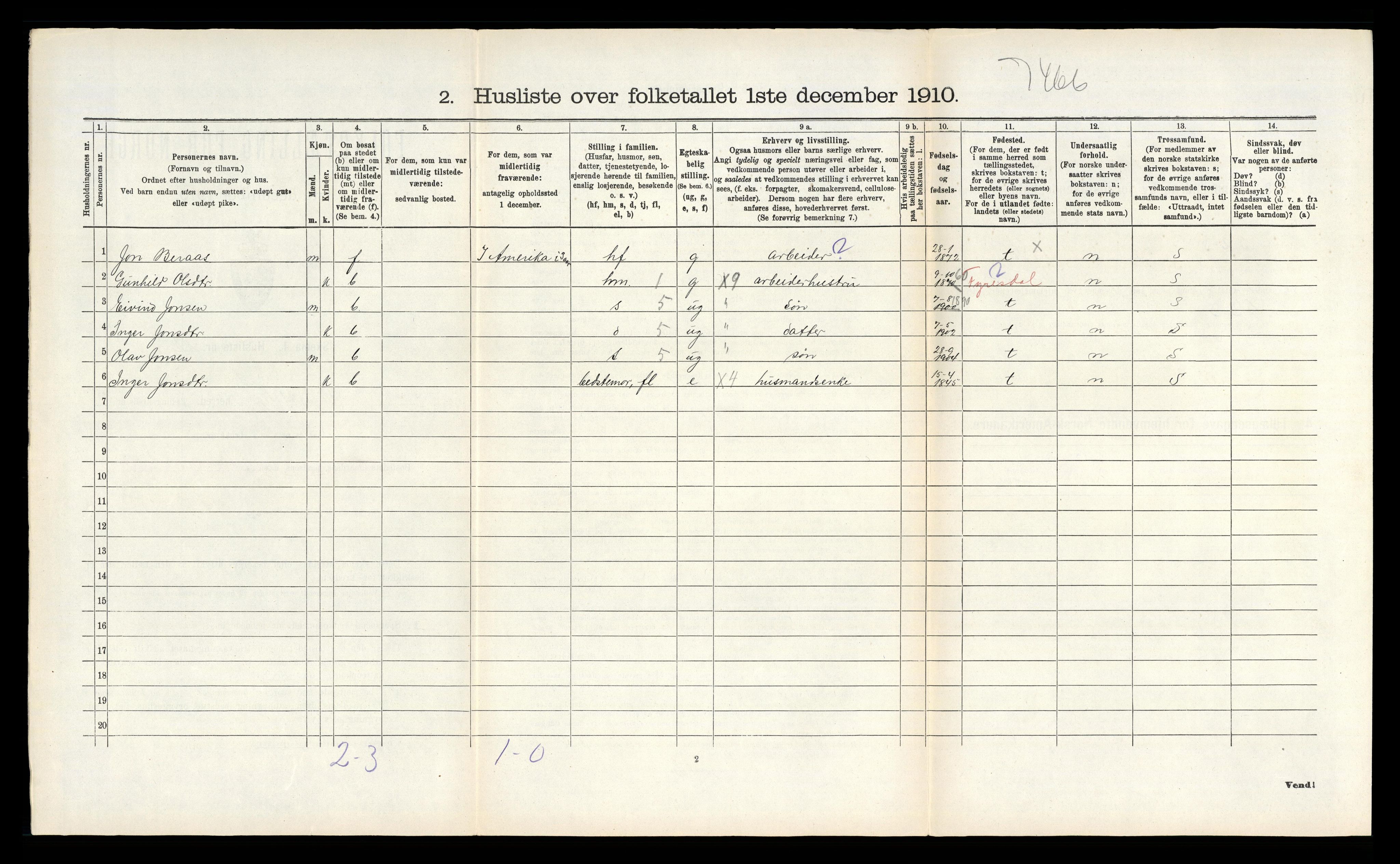 RA, 1910 census for Vegårshei, 1910, p. 325