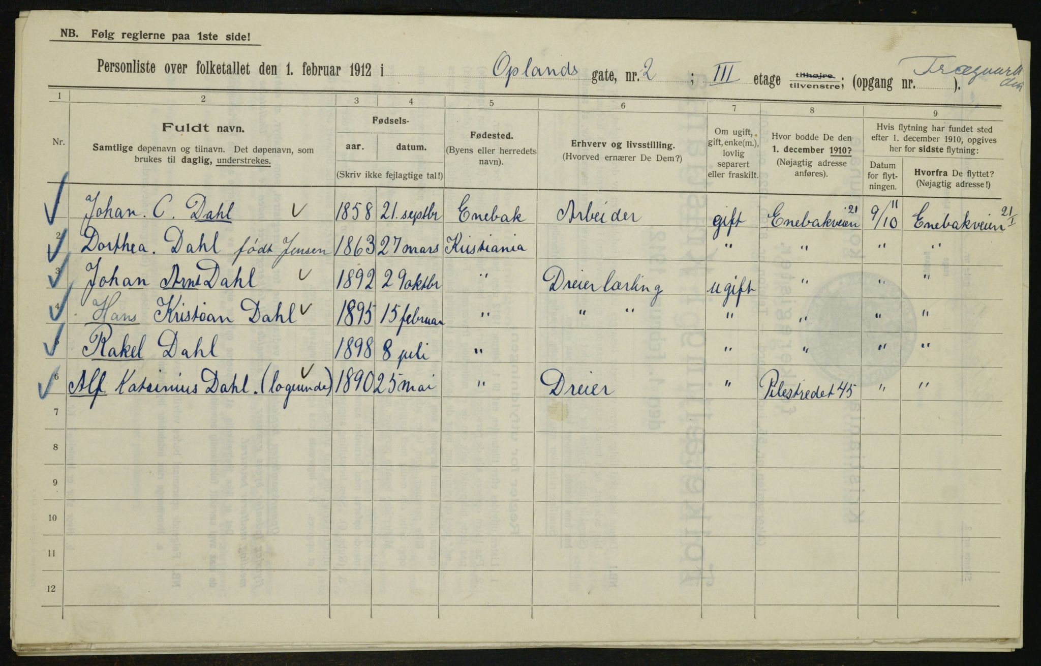 OBA, Municipal Census 1912 for Kristiania, 1912, p. 76319