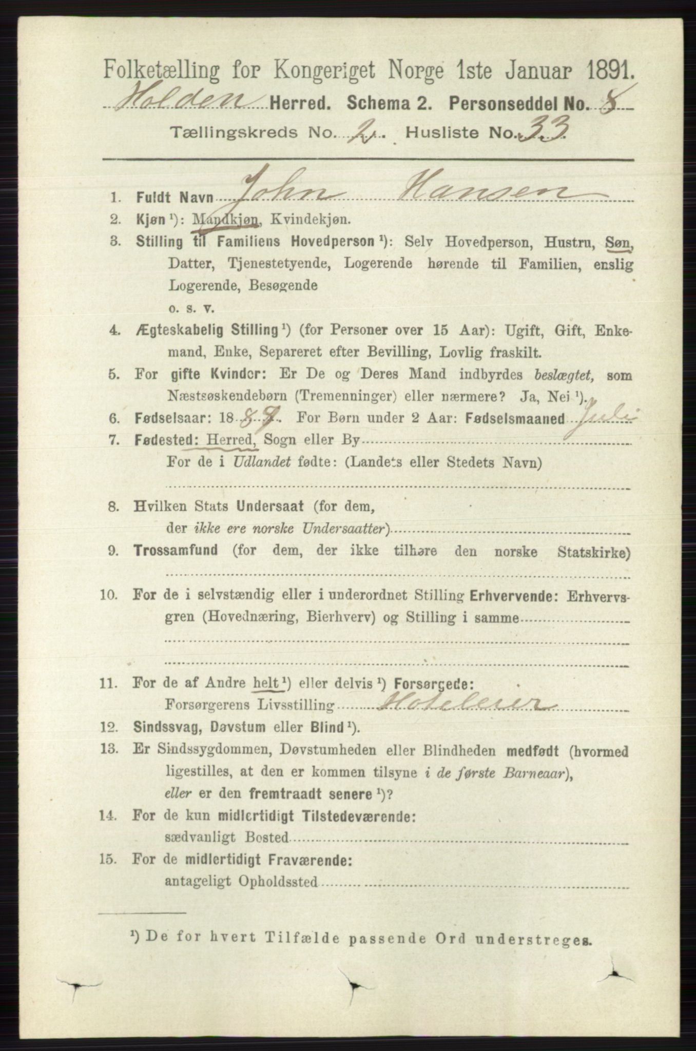 RA, 1891 census for 0819 Holla, 1891, p. 978