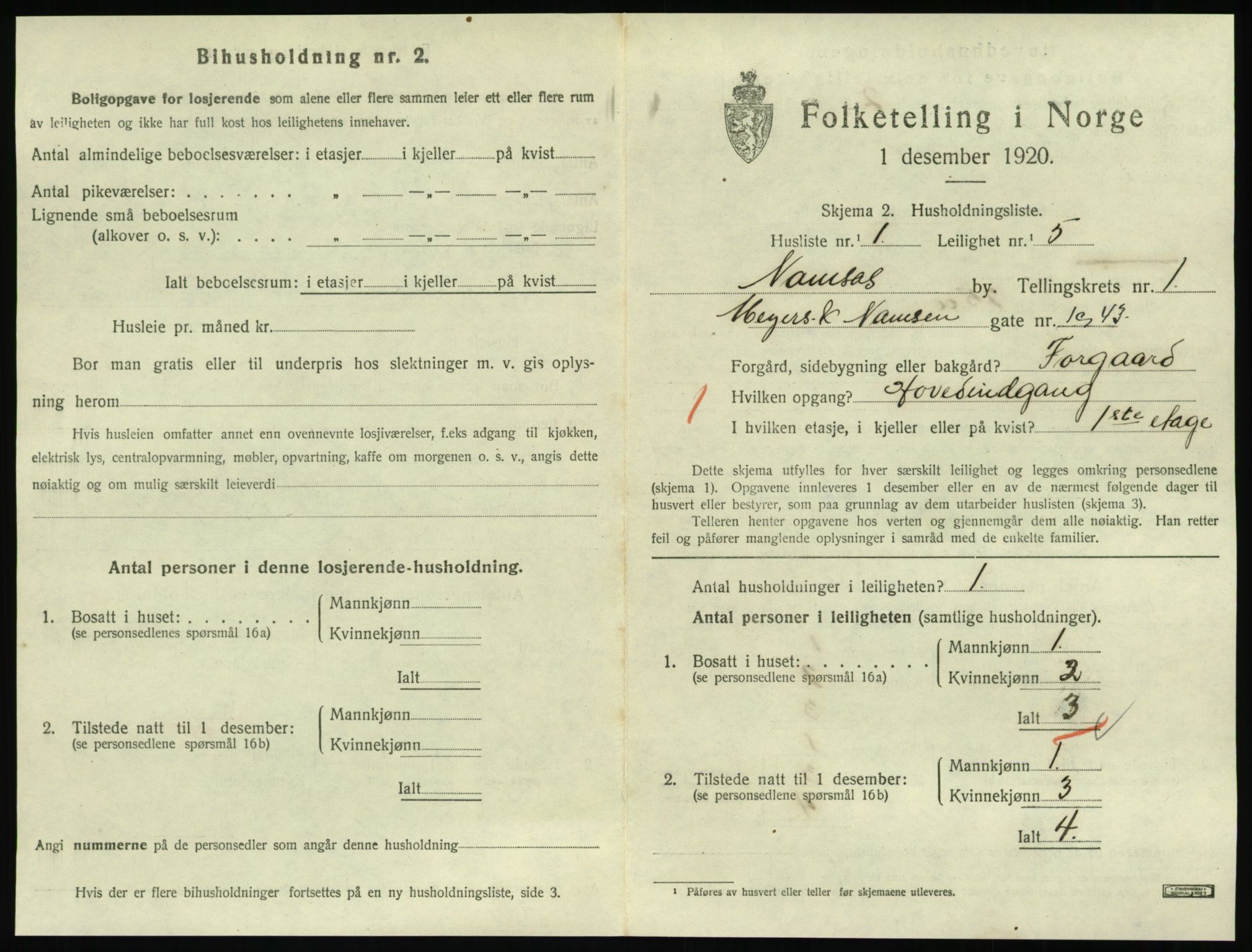 SAT, 1920 census for Namsos, 1920, p. 747