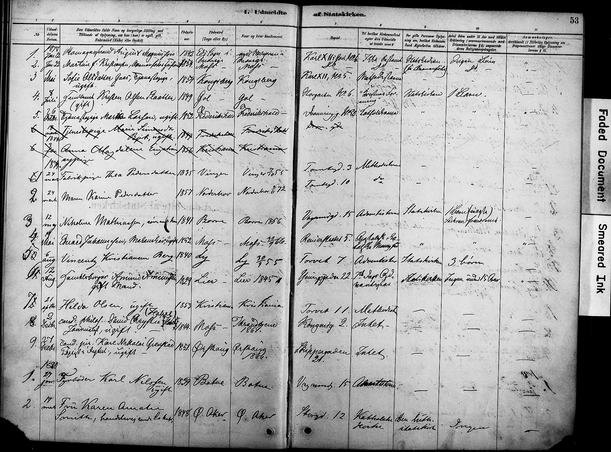 Oslo domkirke Kirkebøker, SAO/A-10752/F/Fa/L0038: Parish register (official) no. 38, 1878-1921, p. 53