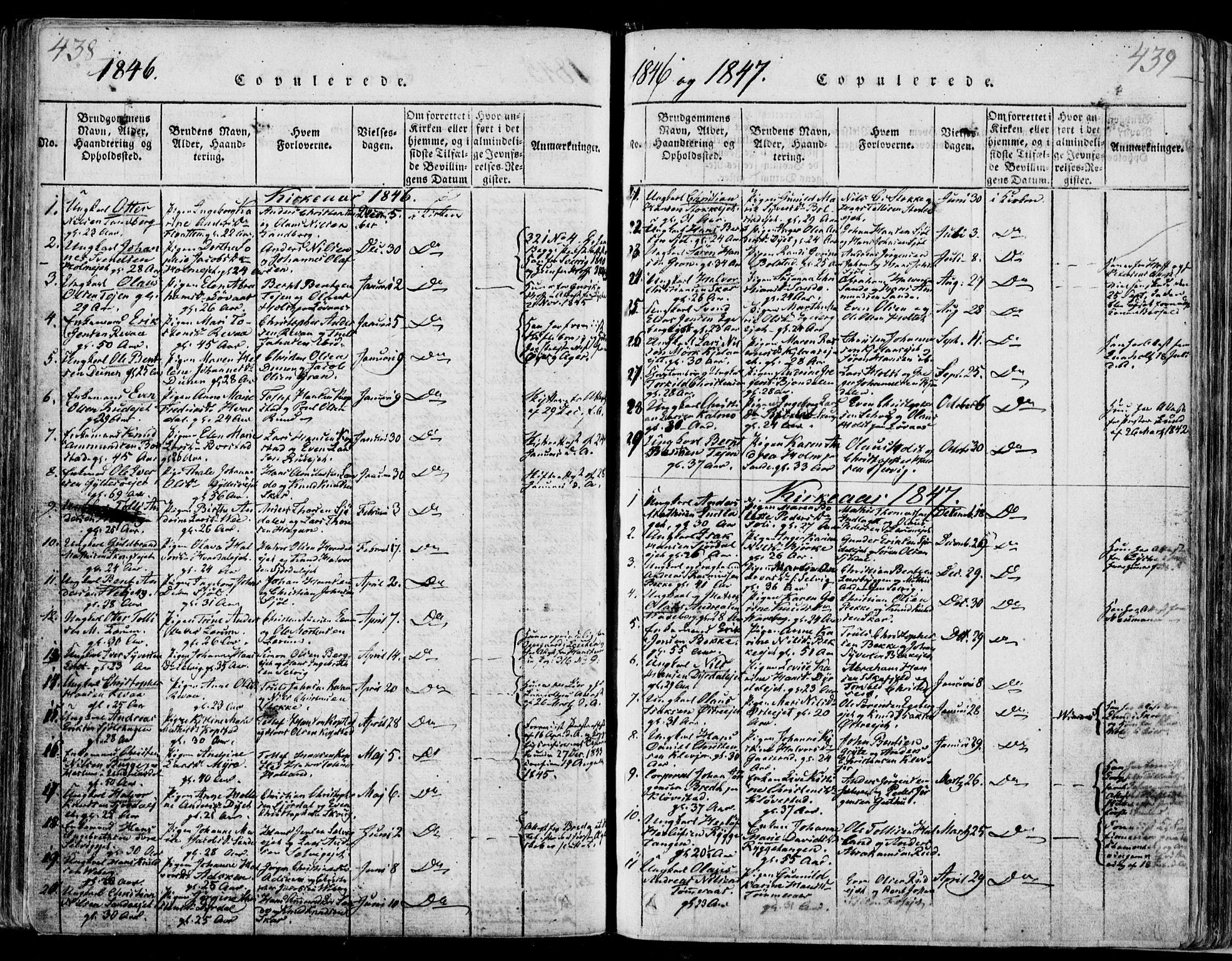 Sande Kirkebøker, SAKO/A-53/F/Fa/L0003: Parish register (official) no. 3, 1814-1847, p. 438-439