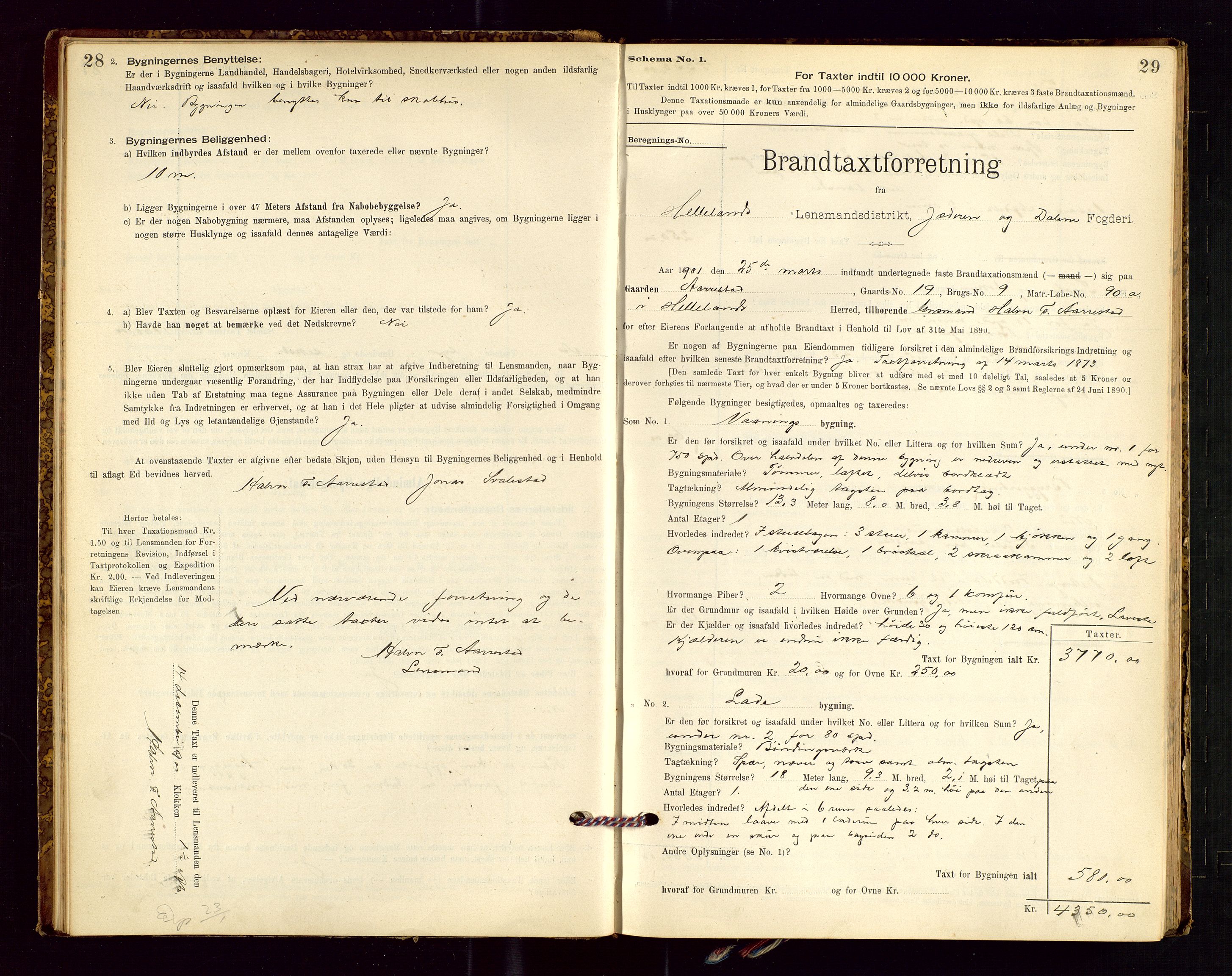 Helleland lensmannskontor, AV/SAST-A-100209/Gob/L0001: "Brandtaxationsprotokol", 1896-1919, p. 28-29